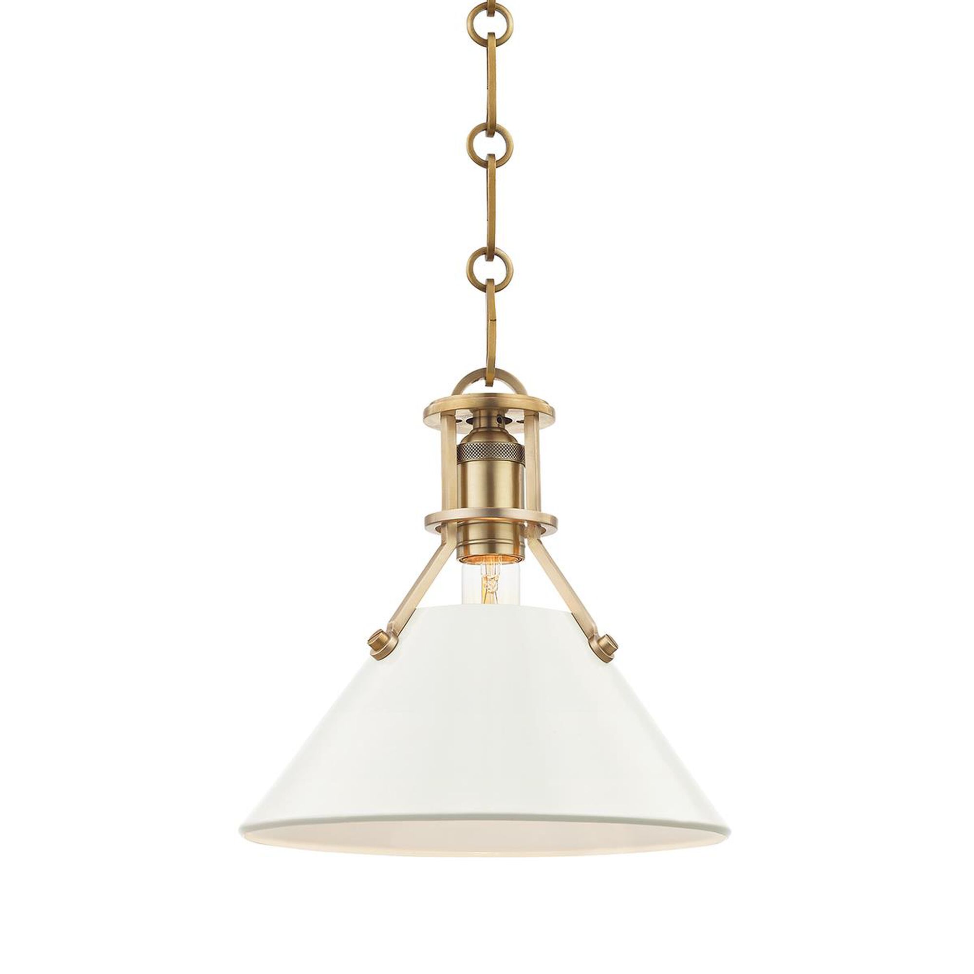 Shown in Aged Brass finish and Off White - Steel shade