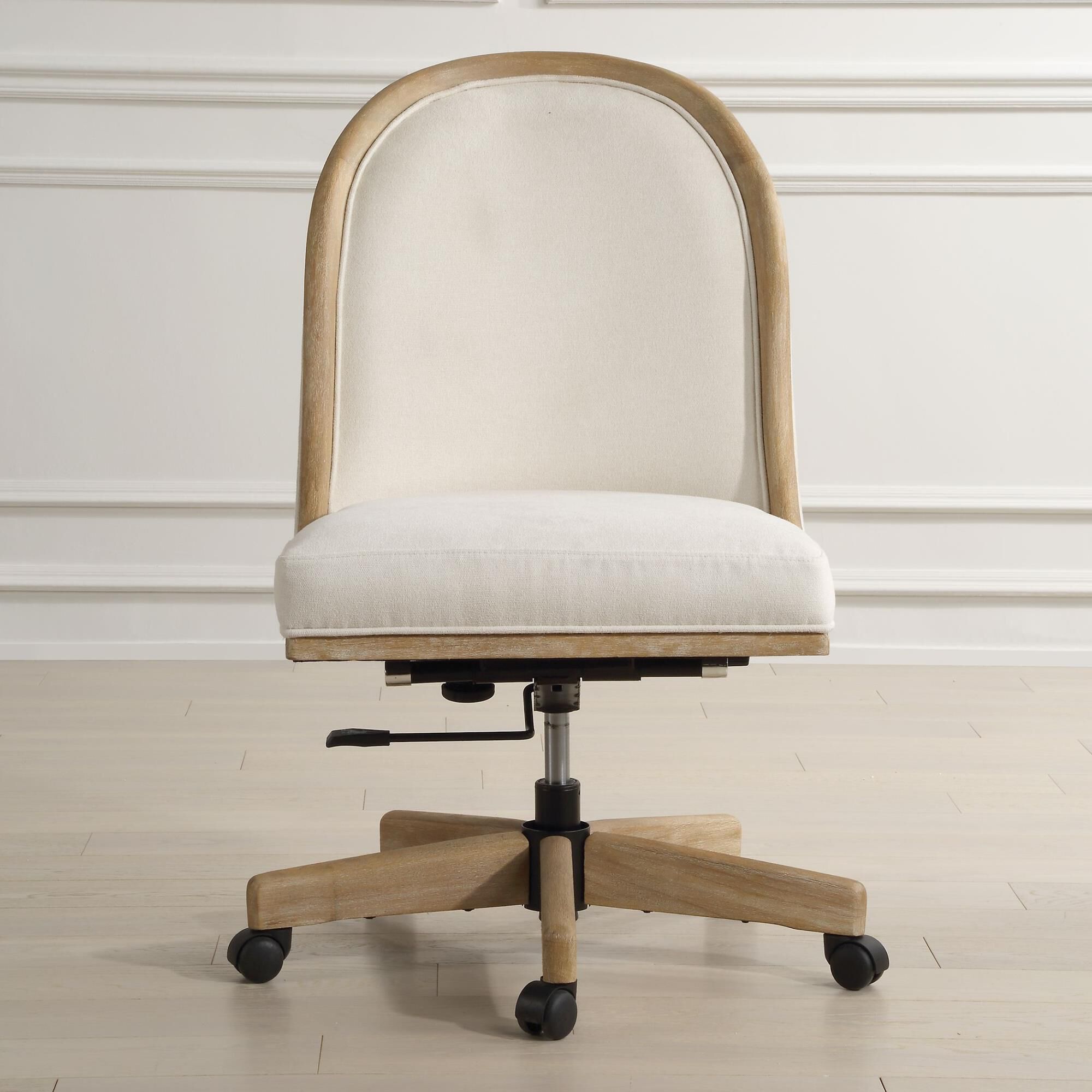 Shown in Graceful And Defining Curves Of Solid Wood Finished In Light Oak With Natural Ceruse Is Paired With  finish