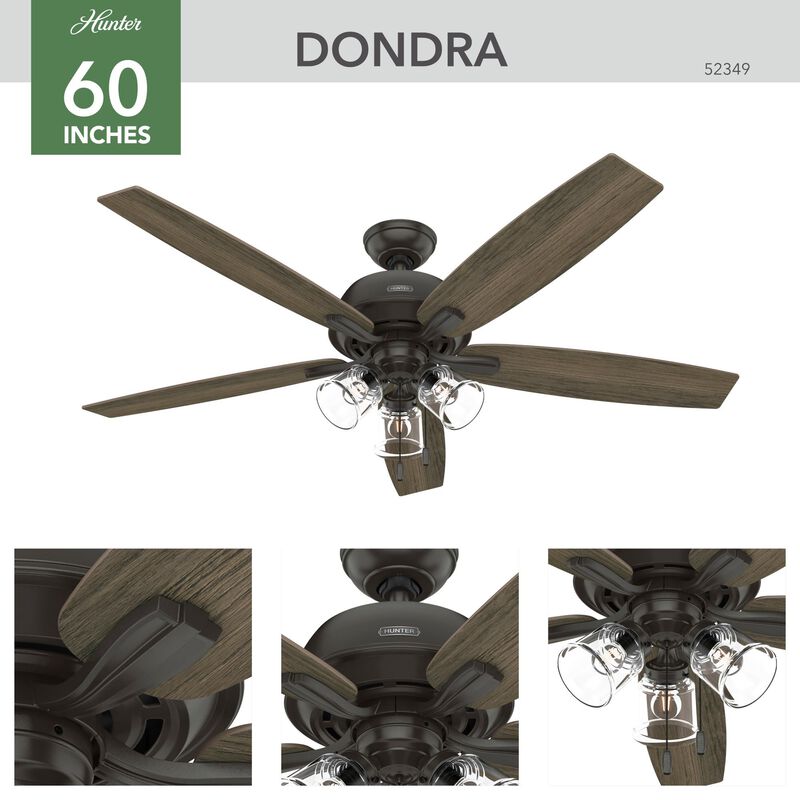 Dondra 60 Inch Ceiling Fan with Light Kit by Hunter Fan