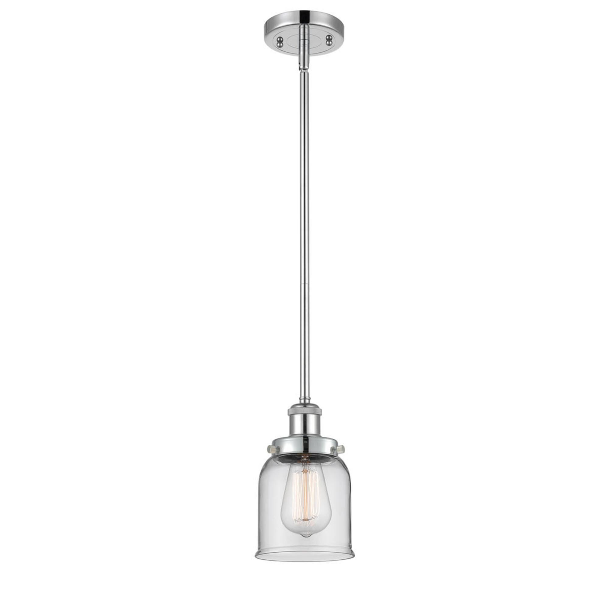 Shown in Polished Chrome finish and Bell glass and Glass shade