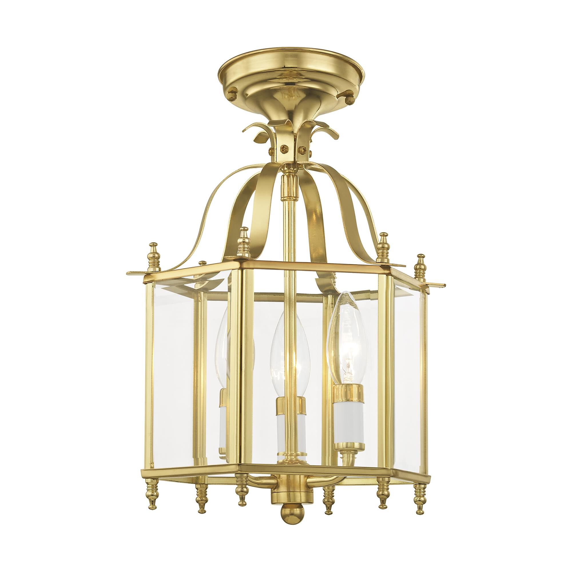 Shown in Polished Brass finish and Clear Beveled glass