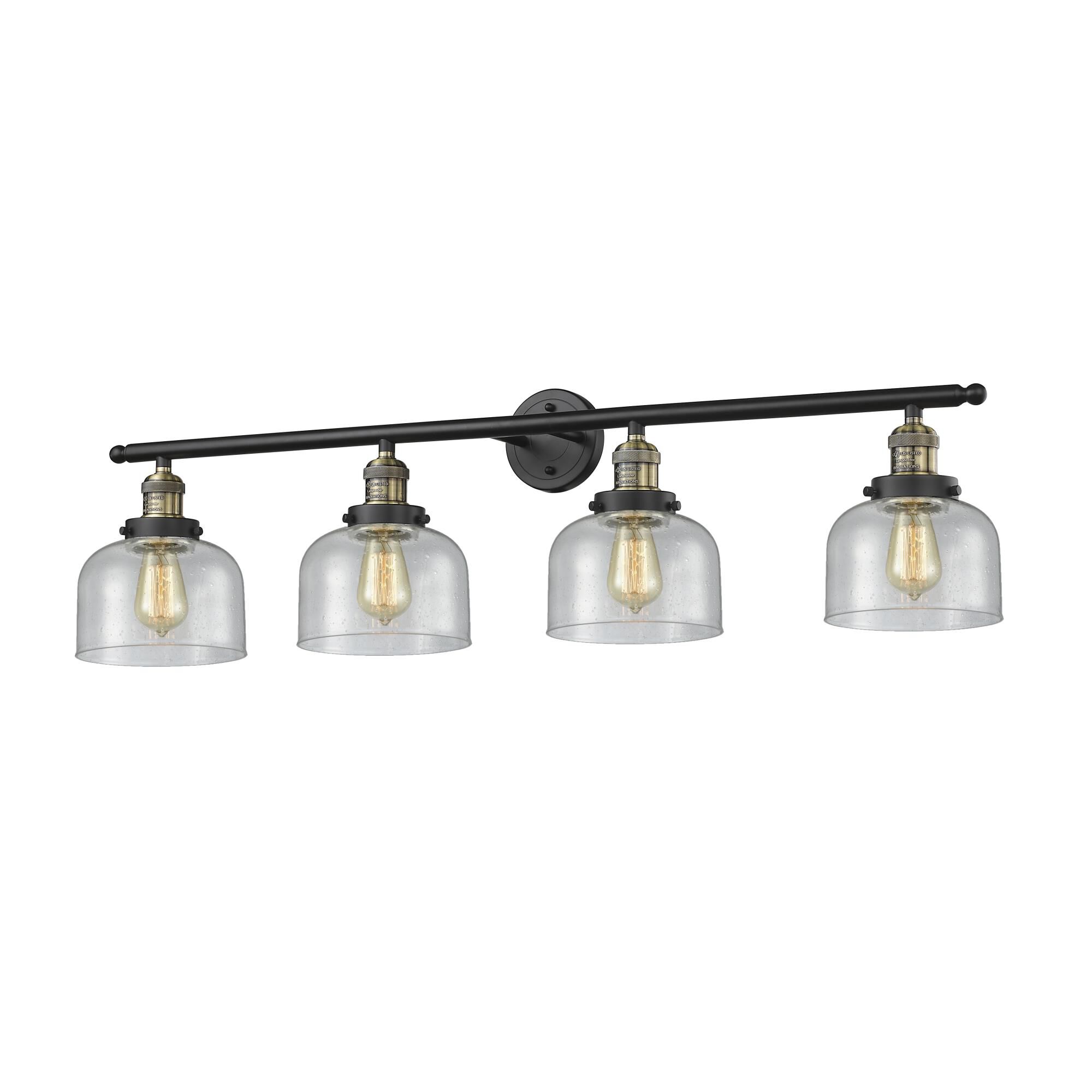 Shown in Black Antique Brass finish and Seedy glass