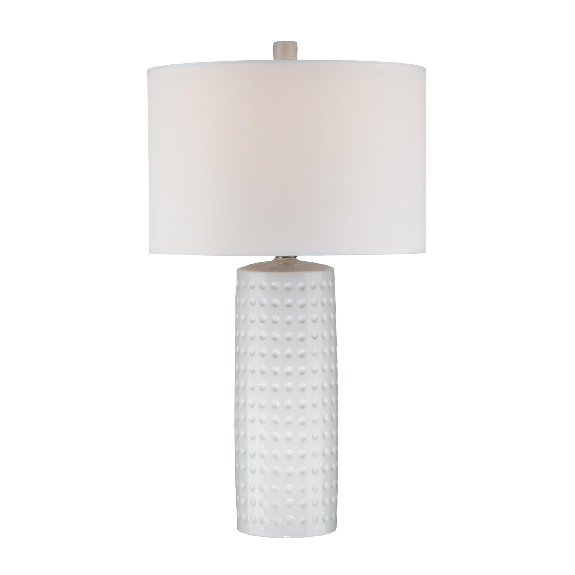 Shown in White Ceramic finish and White Fabric shade