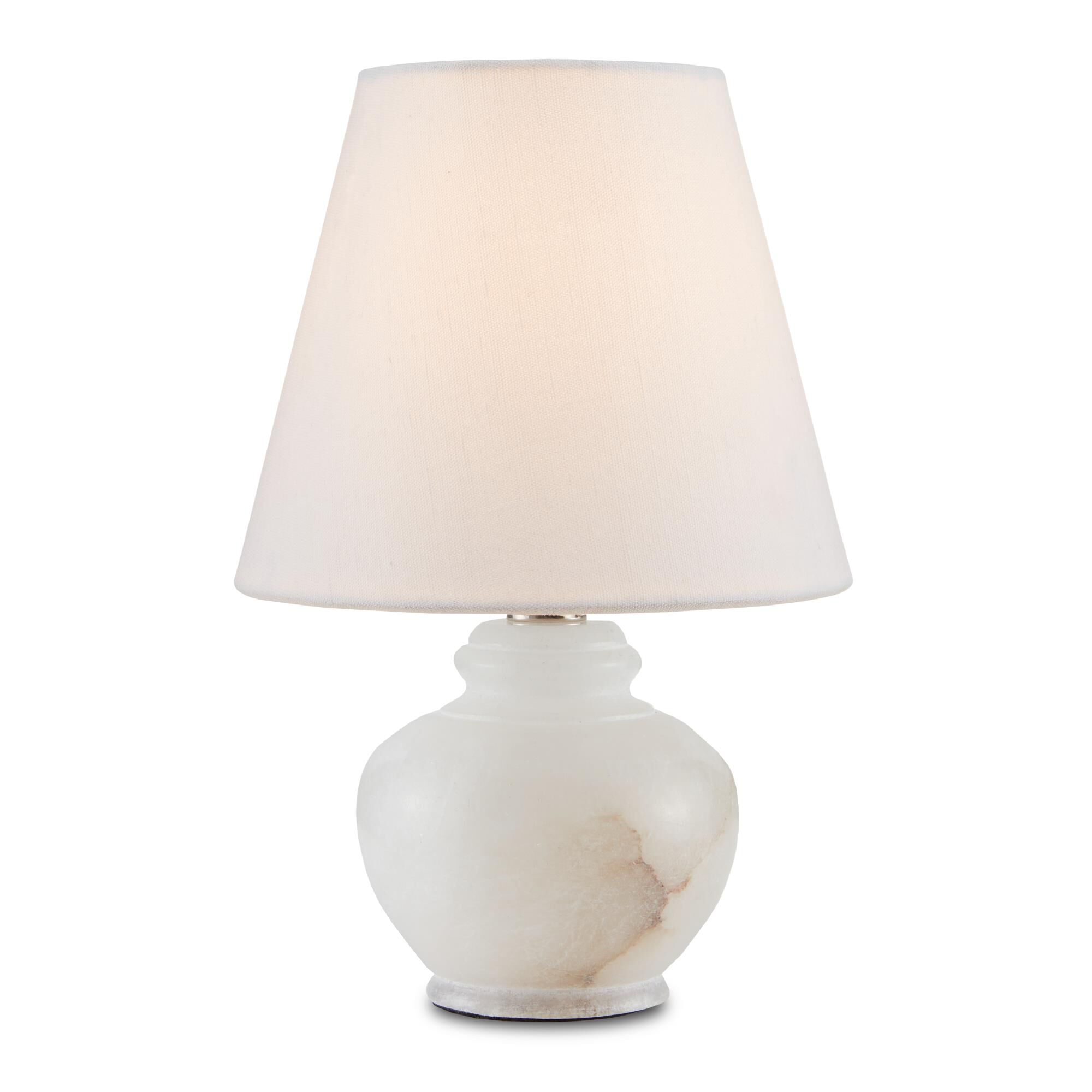 Shown in Natural/Alabaster finish and White Linen shade