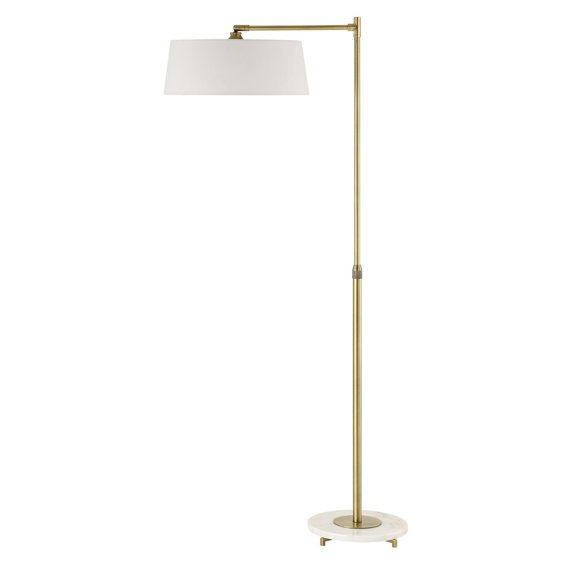 Shown in This Refined Floor Lamp Is Crafted From Iron Finished In A Plated Antique Brushed Brass, Attached To finish and Round Hardback shade