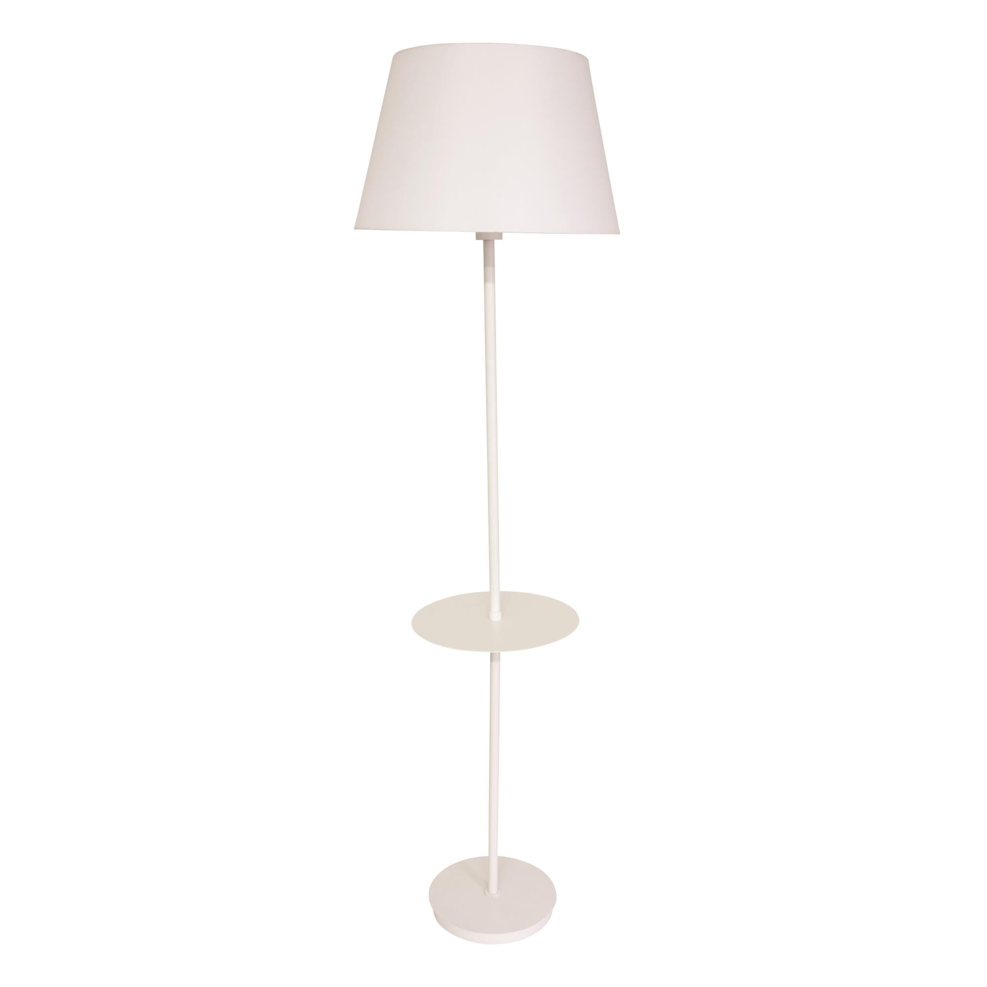 Shown in White finish and Fine White Linen shade