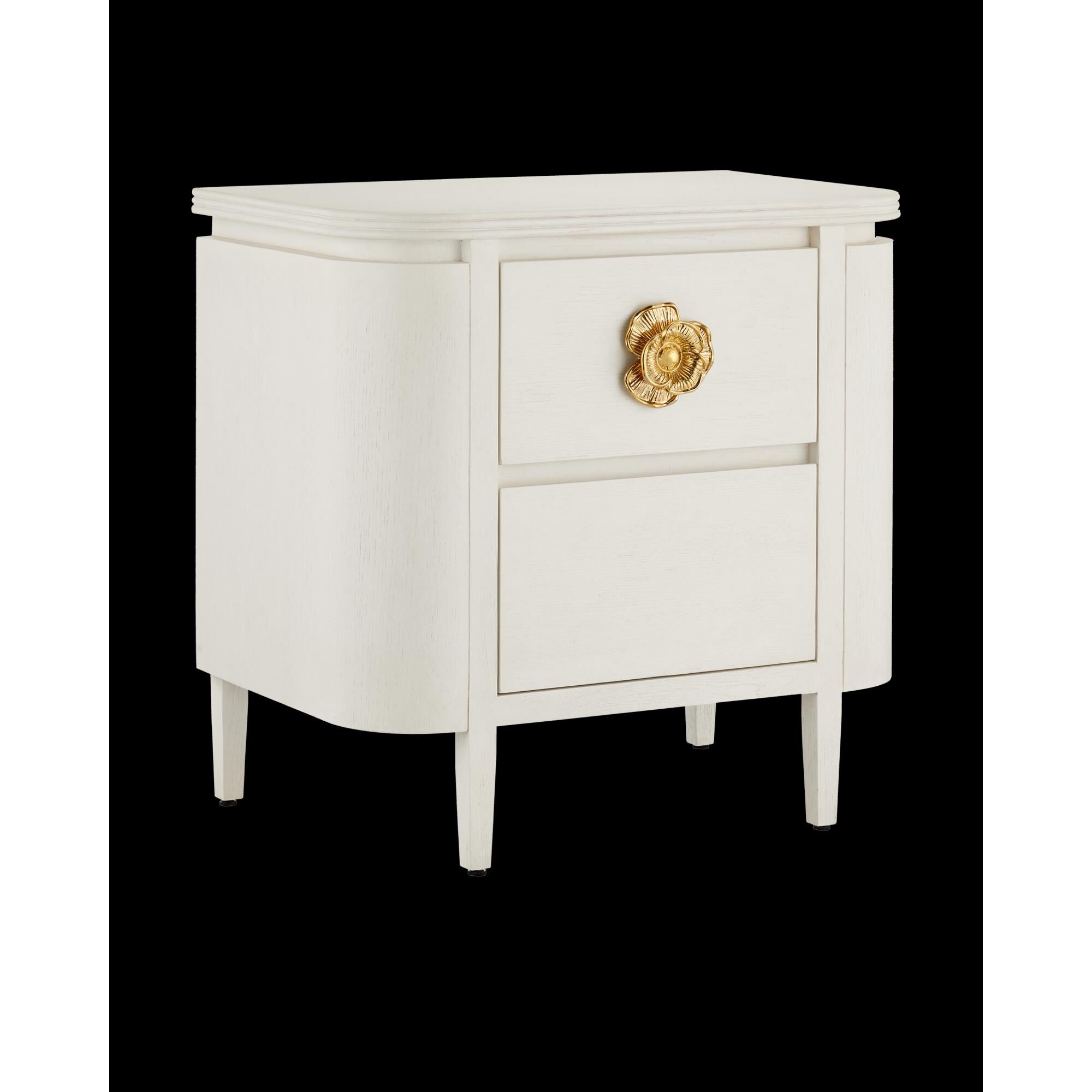 Shown in Cerused White and Brass finish