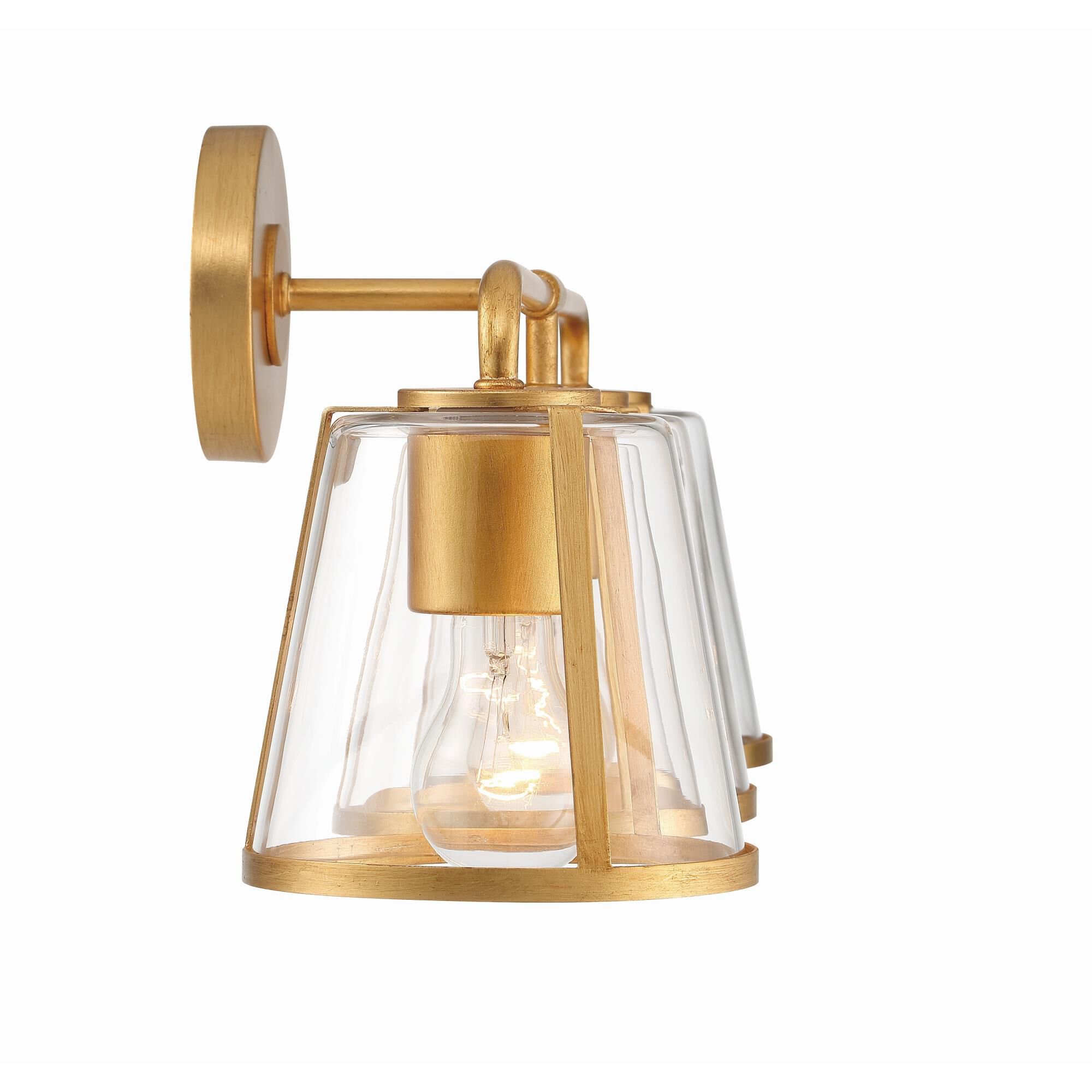 Shown in Antique Gold finish and Clear glass and Clear Glass shade