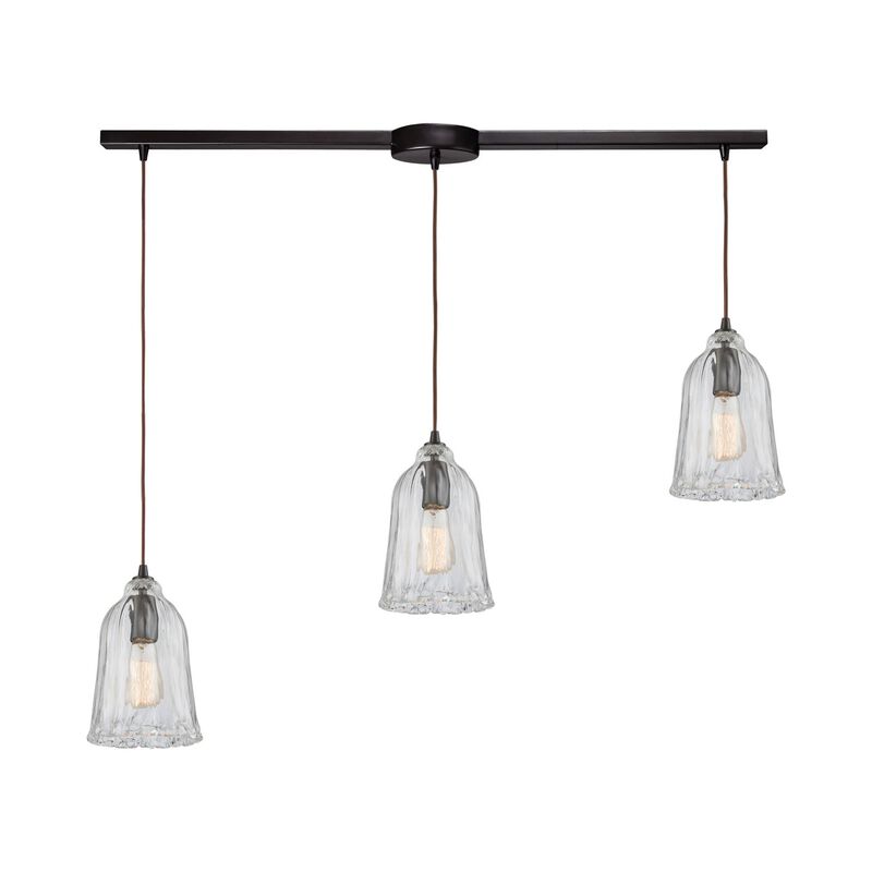 Hand-Formed Glass 36 Inch 3 Light Linear Suspension Light by ELK Lighting