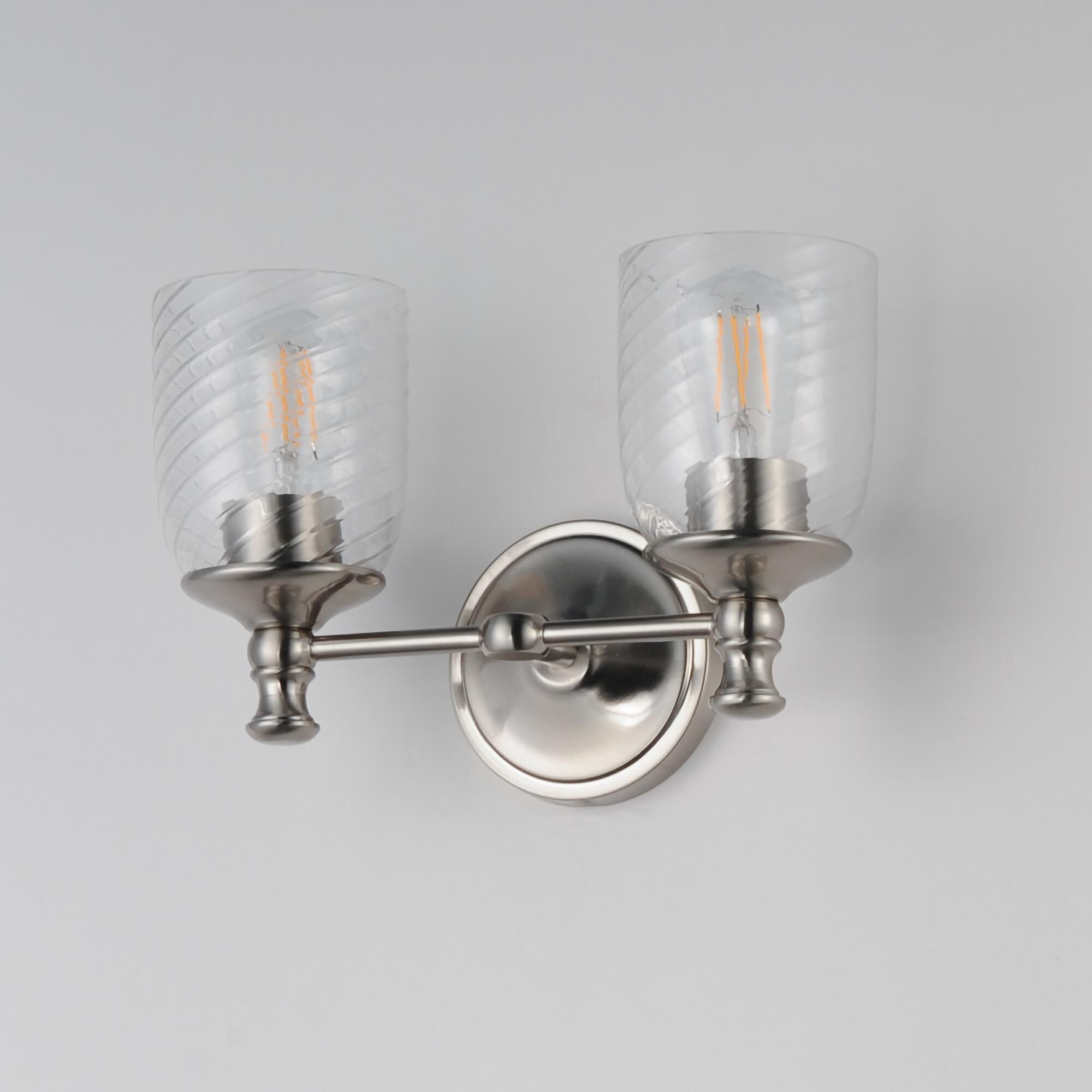 Shown in Satin Nickel finish and Clear Ribbed glass and Glass shade