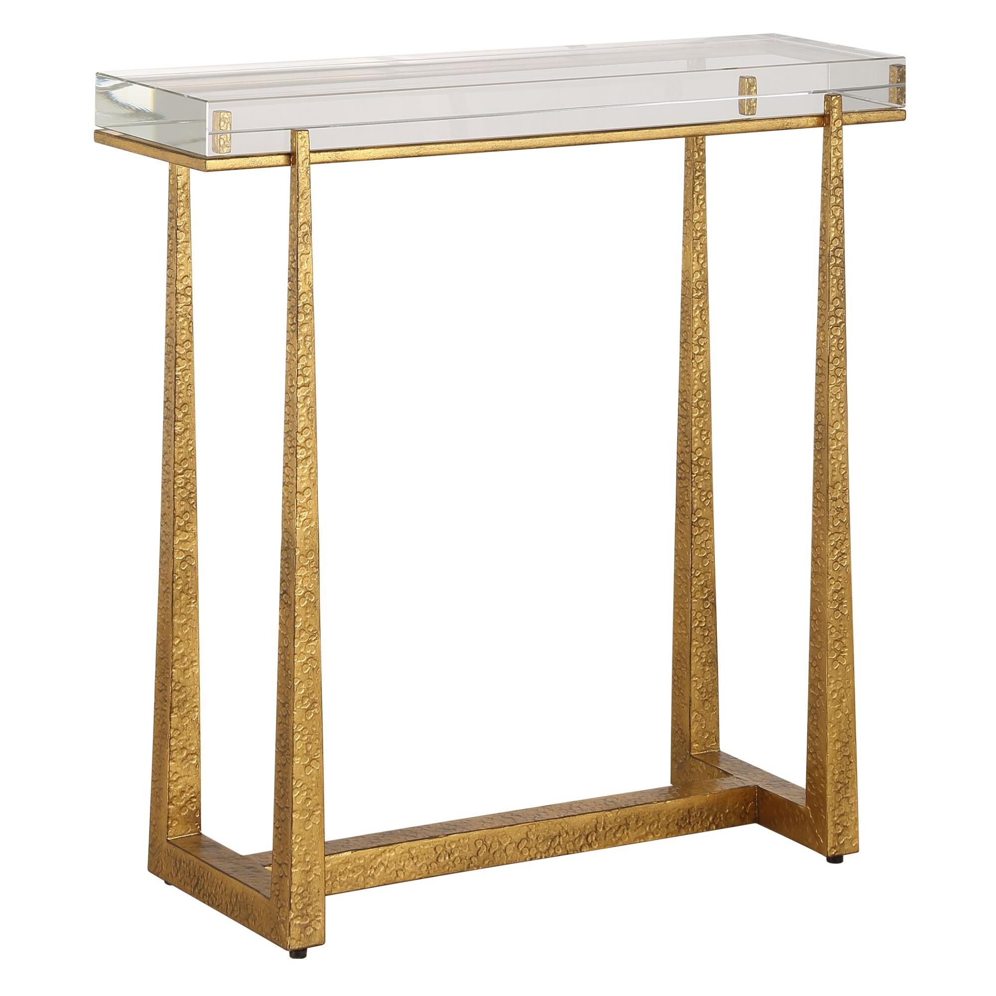 Shown in This Elegant Accent Table Adds A Touch Of Luxury To Any Room. The Textured Antique Gold Finish Iron  finish