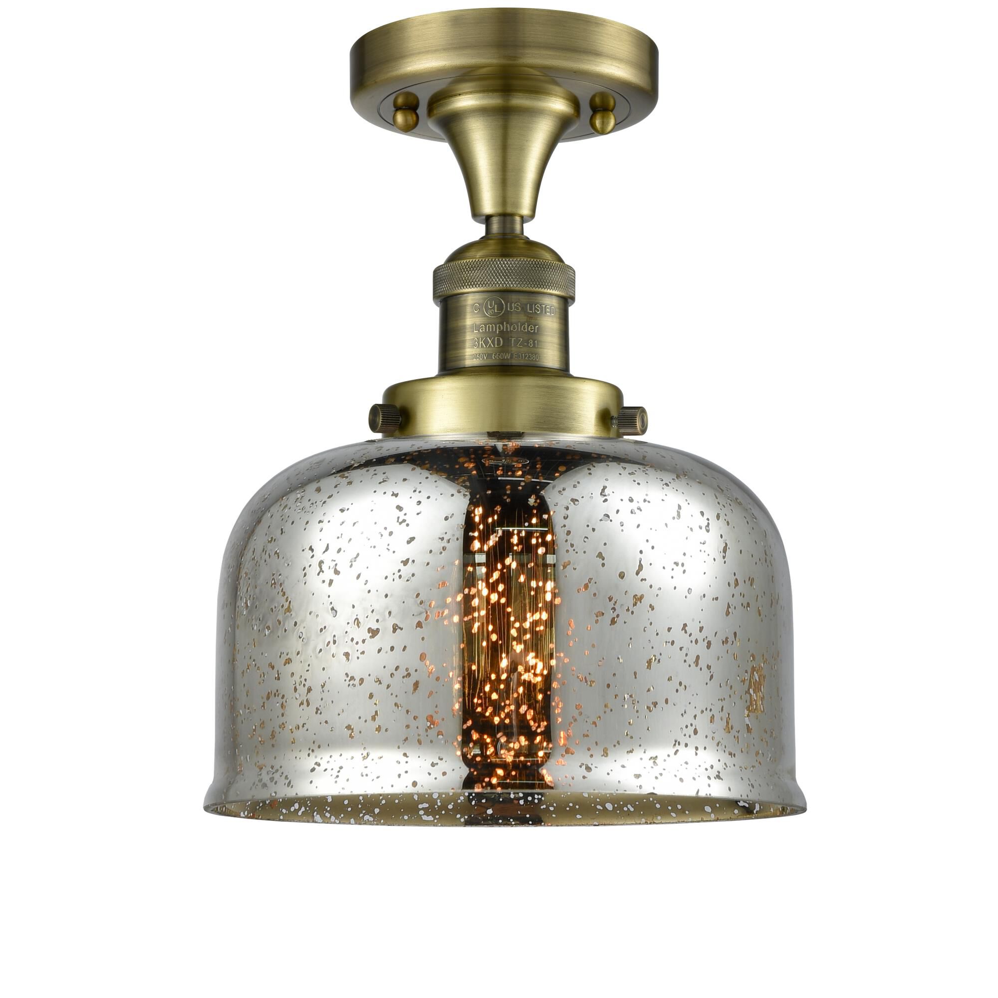 Shown in Antique Brass finish and Silver Mercury glass