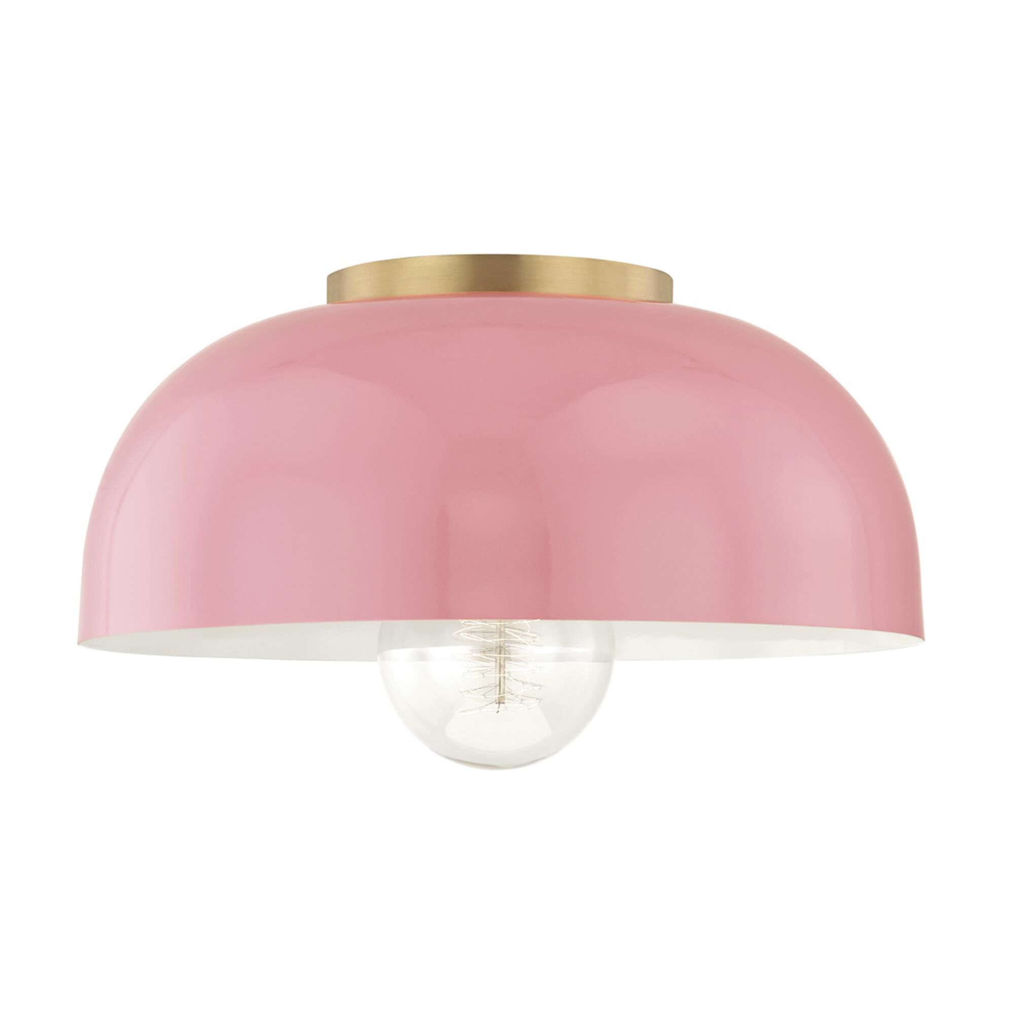 Shown in Aged Brass-Pink finish and Pink Metal shade