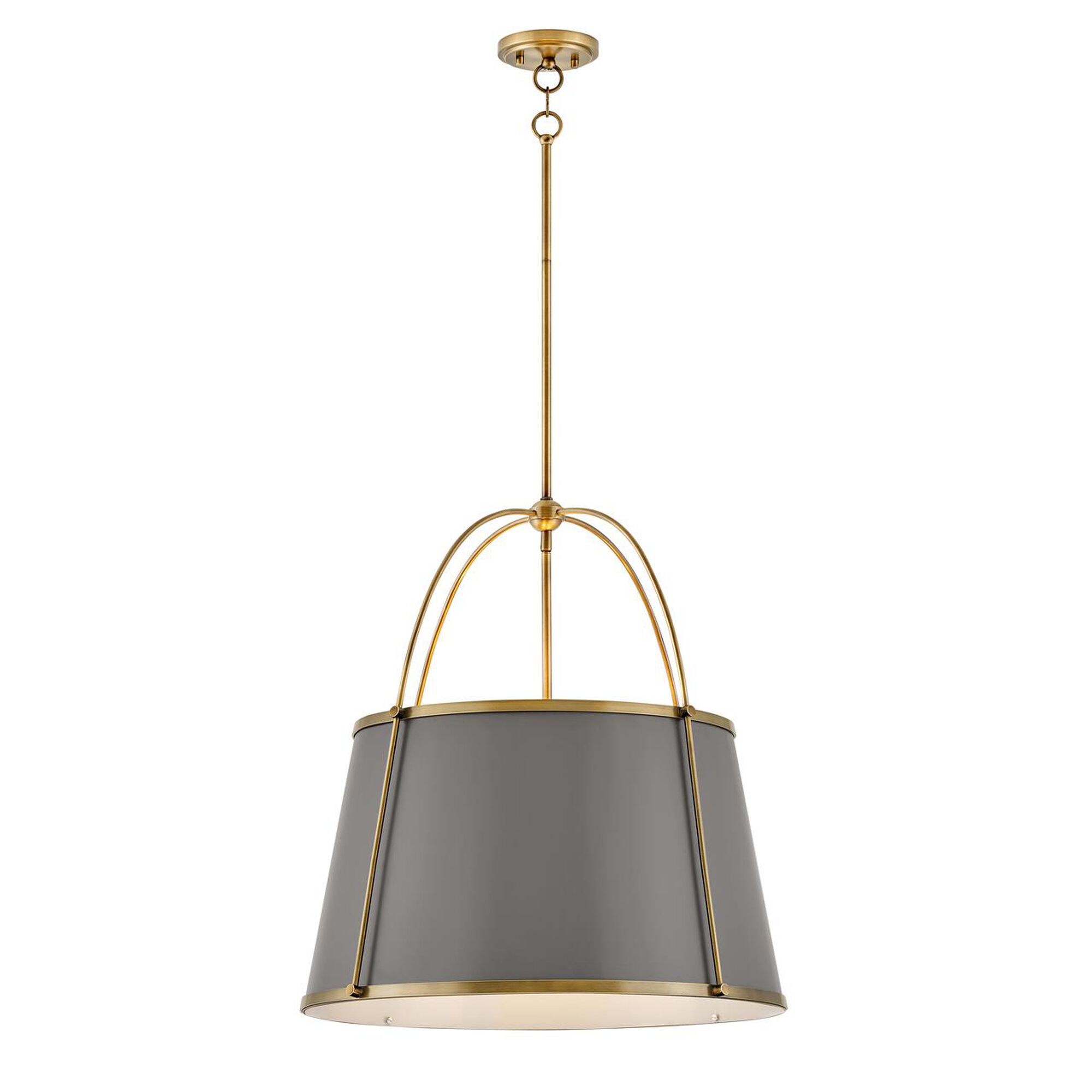 Shown in Lacquered Dark Brass finish and Metal shade