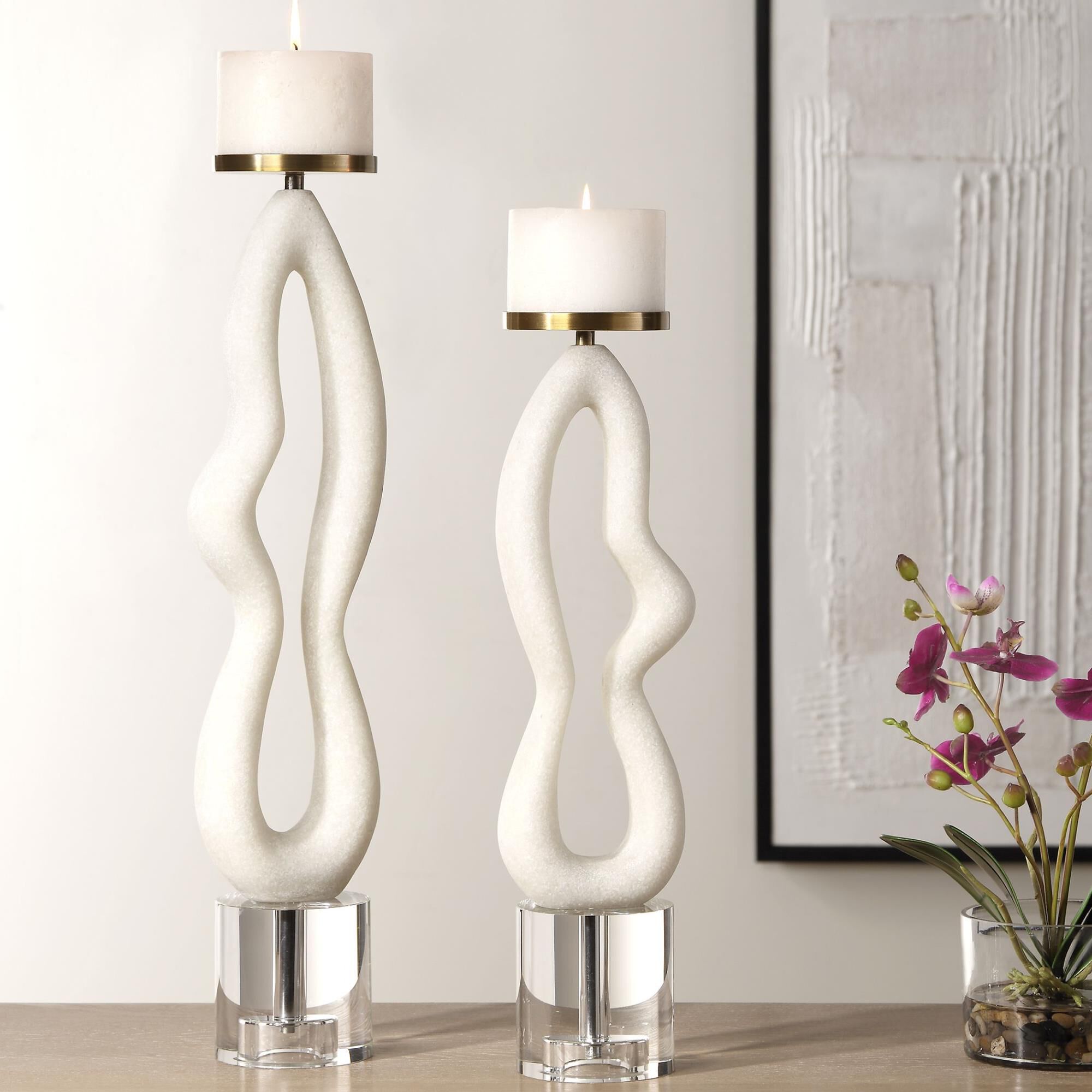 Shown in These Candle Holders Add An Air Of Elegance And Sophistication To Any Space. The Body Is Crafted Fro finish