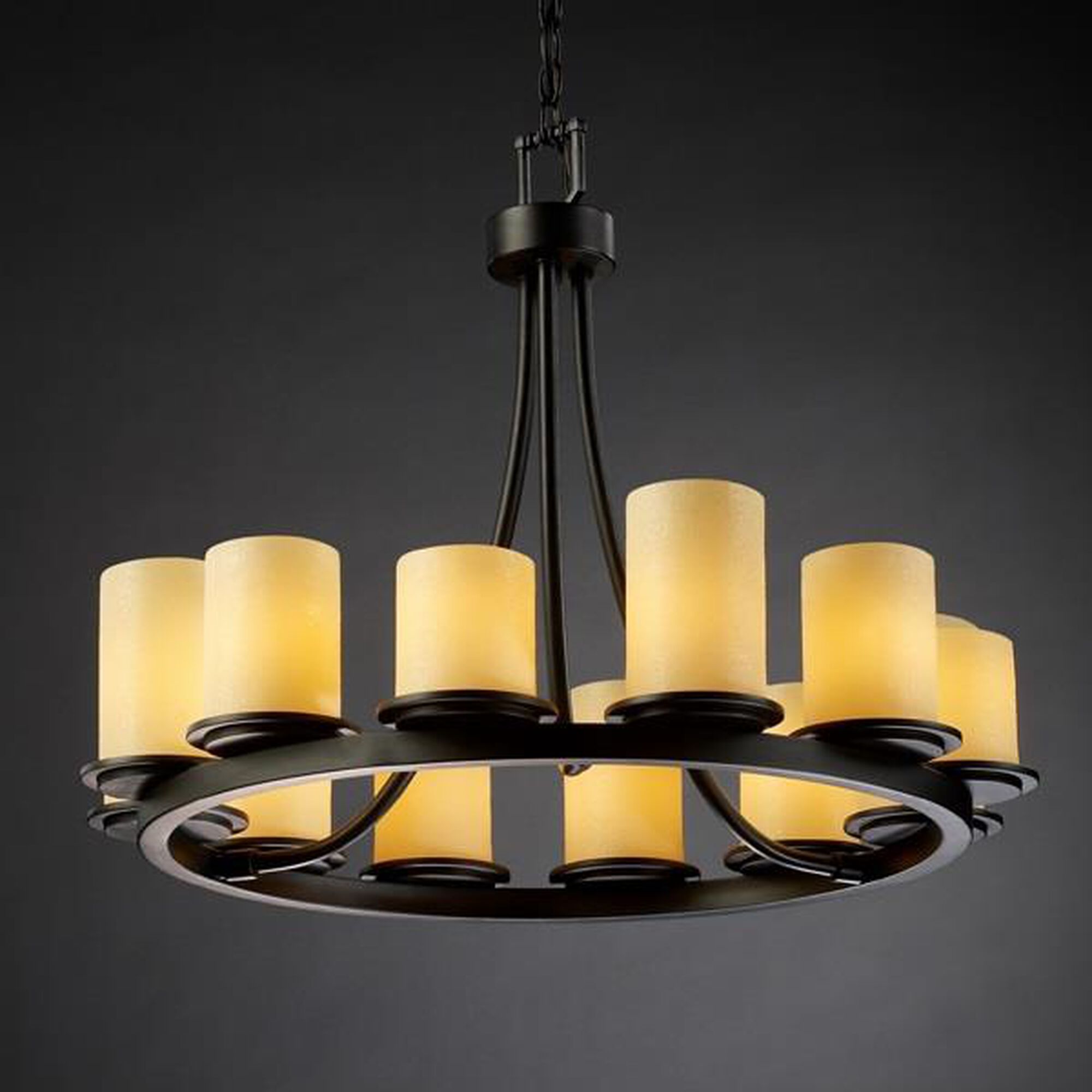 Shown in Matte Black finish and Amber Faux Candle Resin glass and Amber shade and Cylinder with Flat Rim accent