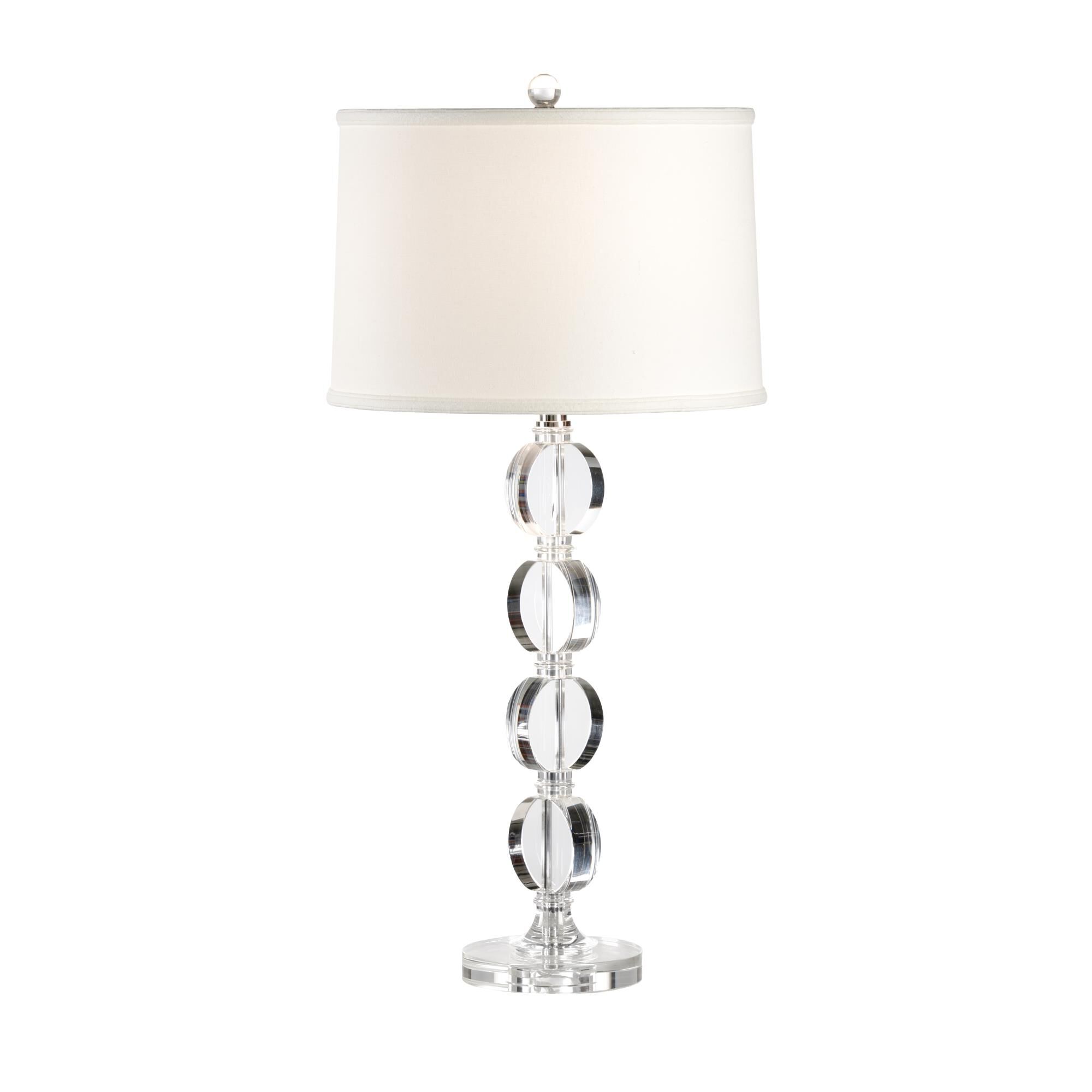 Shown in Nickel Accents finish and Solid crystal and Linen shade