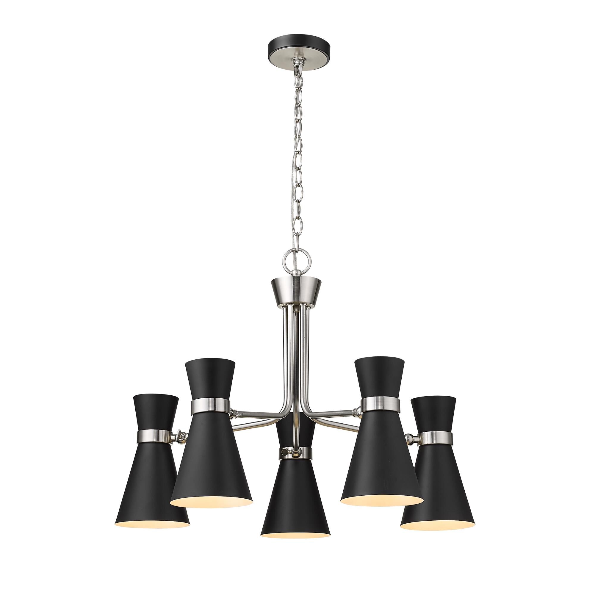 Shown in Matte Black + Brushed Nickel finish and Metal glass and Metal shade