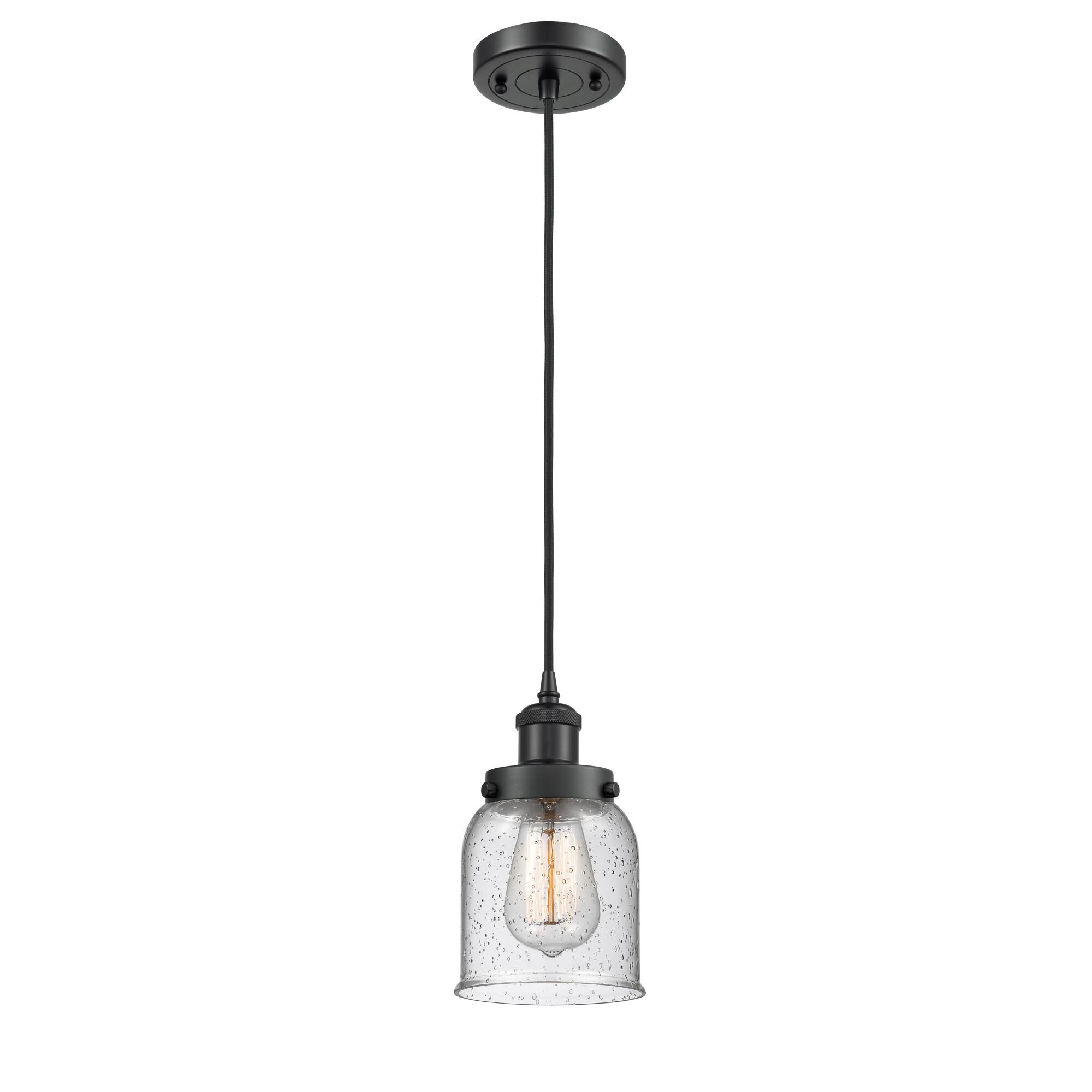 Shown in Matte Black finish and Bell glass and Glass shade