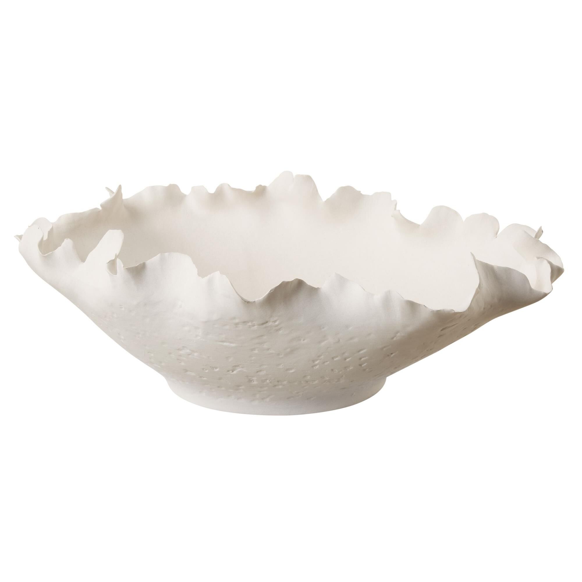 Shown in Matte Off-White Ceramic Bowl Features A Textured Exterior With Delicate, Organically Shaped Imperfec finish