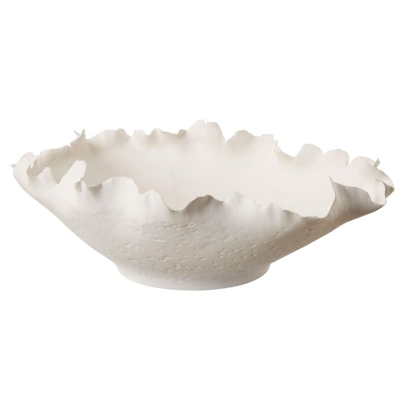 Shown in Matte Off-White Ceramic Bowl Features A Textured Exterior With Delicate, Organically Shaped Imperfec finish