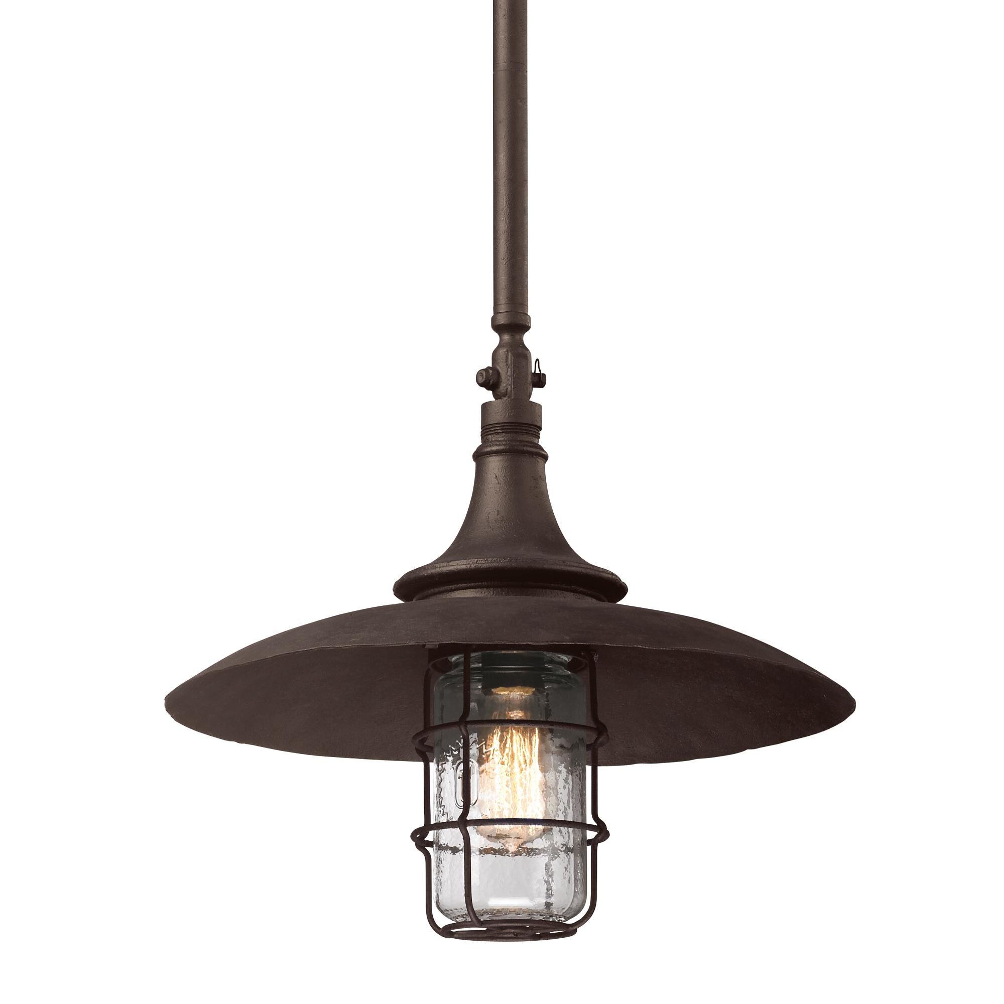 Shown in Centennial Rust finish and Clear glass and Historic Jar Glass shade