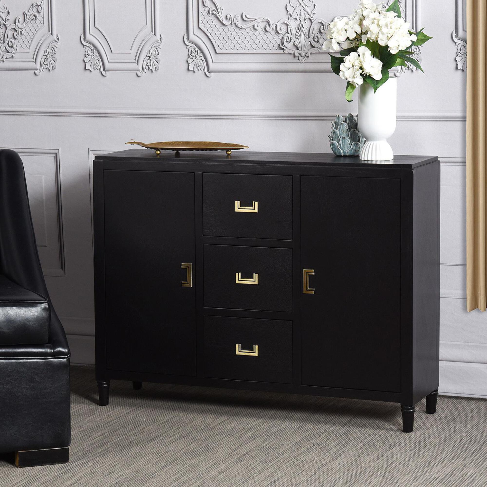 Shown in Black and Antique Gold finish