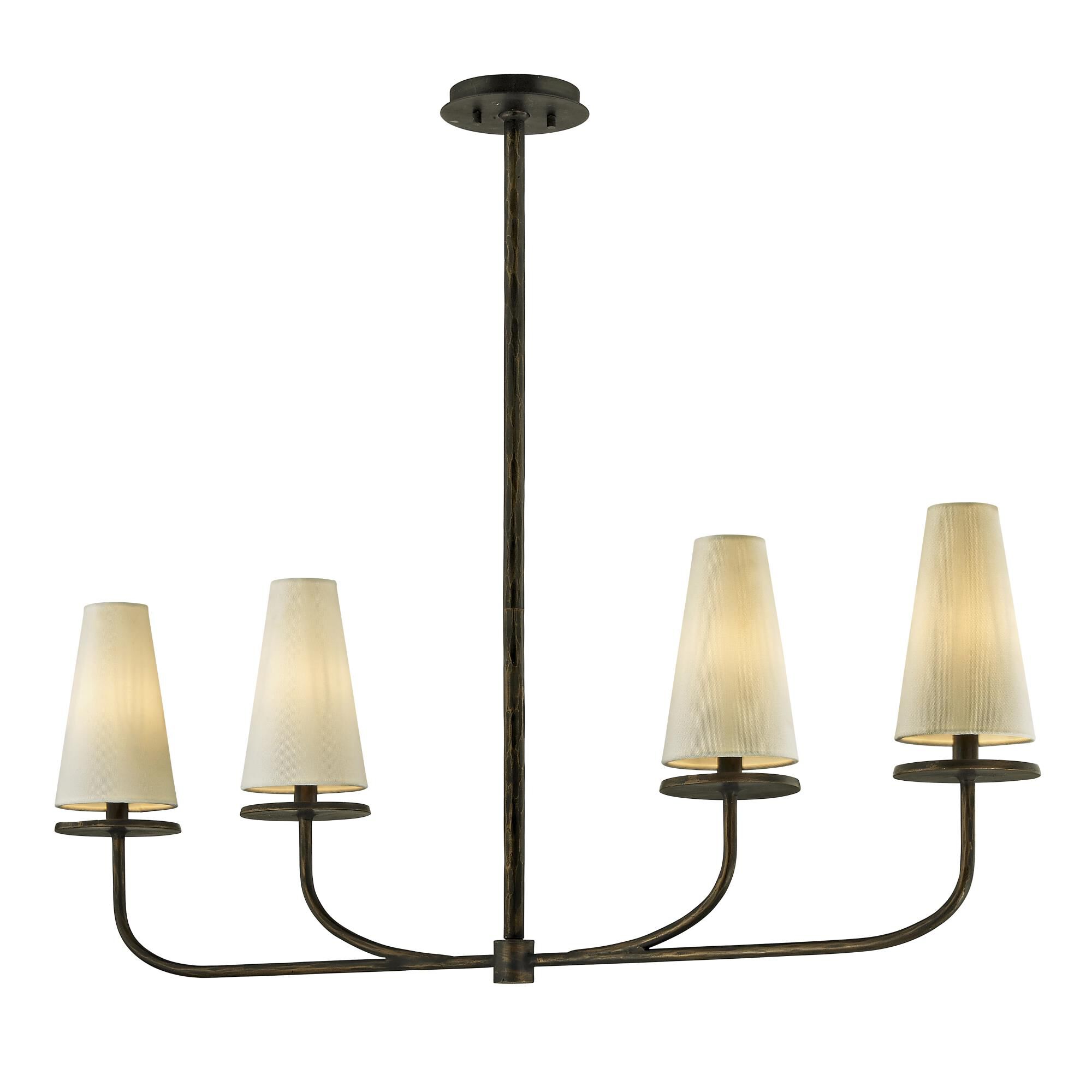 Shown in Pompeii Bronze finish and Off-White glass and Hardback Cotton shade