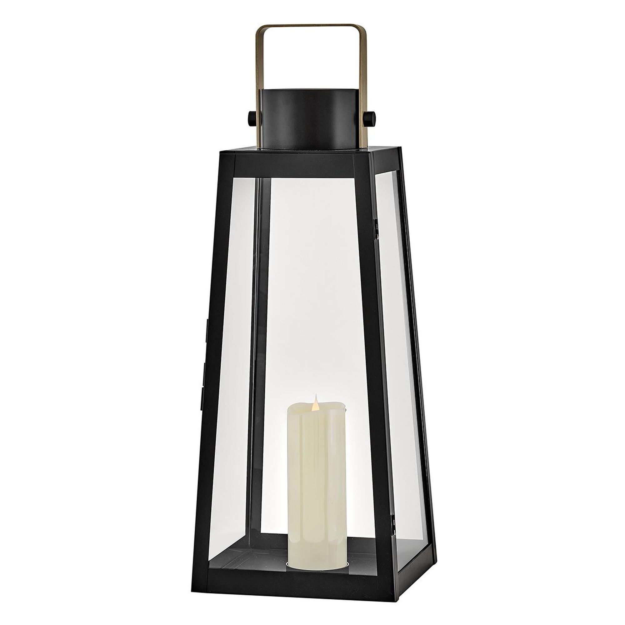 Shown in Black finish and Clear glass and Burnished Bronze accent