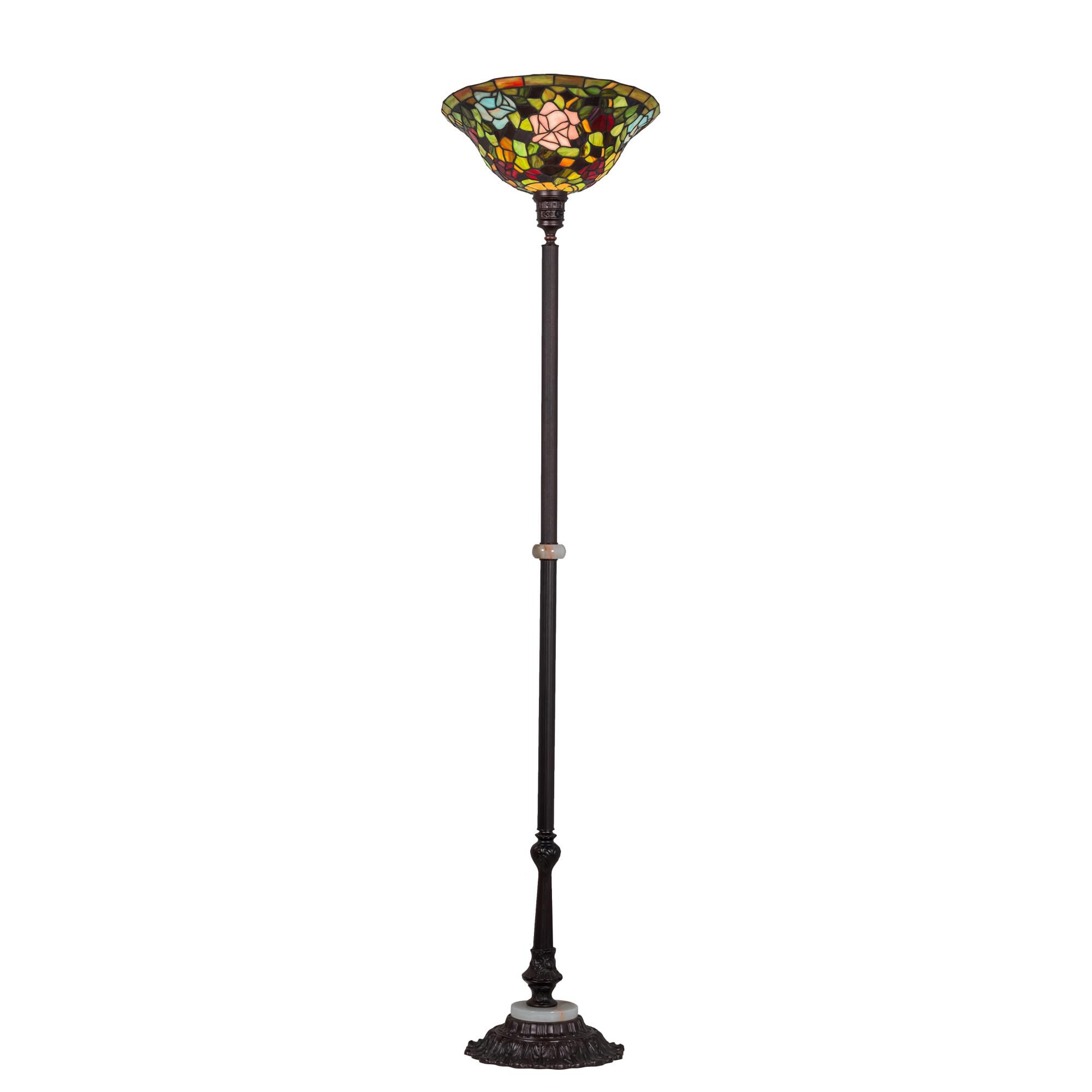 Shown in Mahogany Bronze finish and Petal Pink-Red-Plum-Garden Green glass