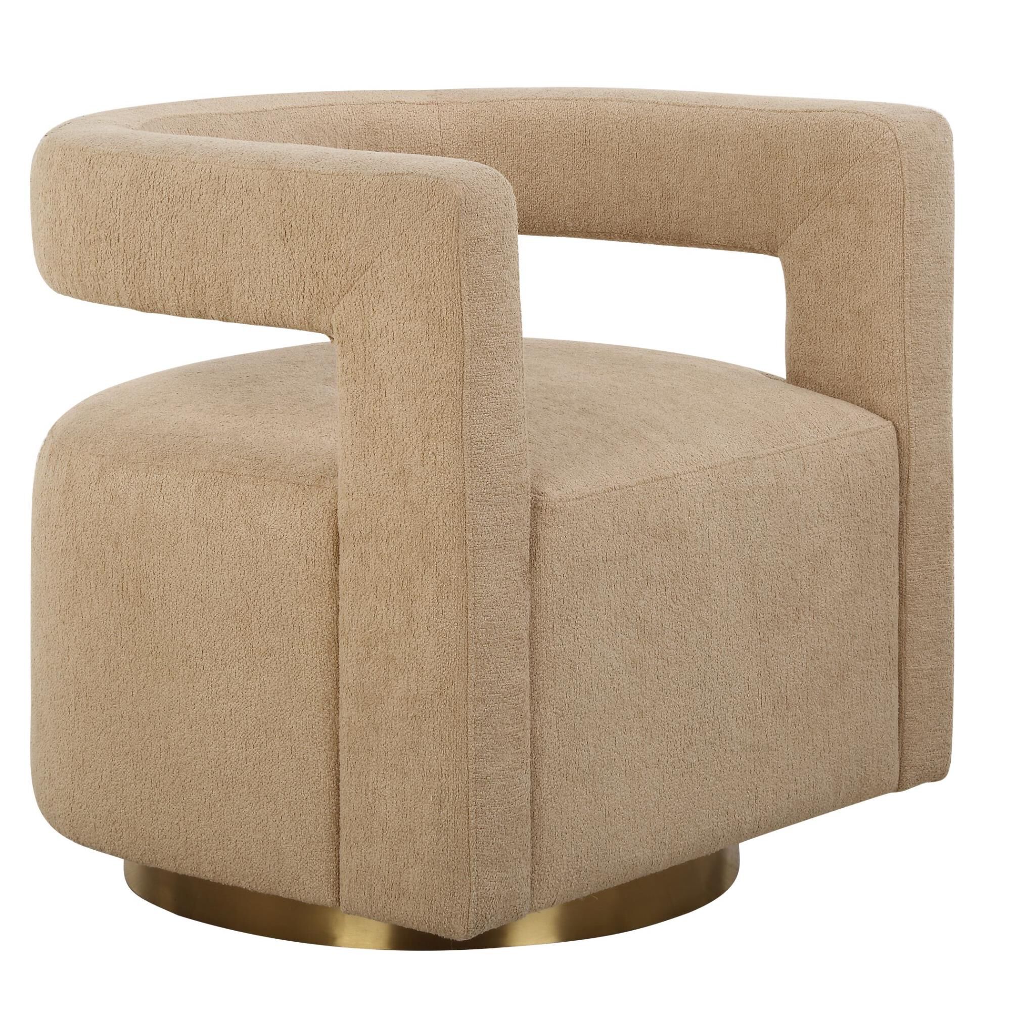 Shown in A Luxuriously Modern Style Created By The Floating Barrel Back Design, Upholstered In A Textured Bou finish