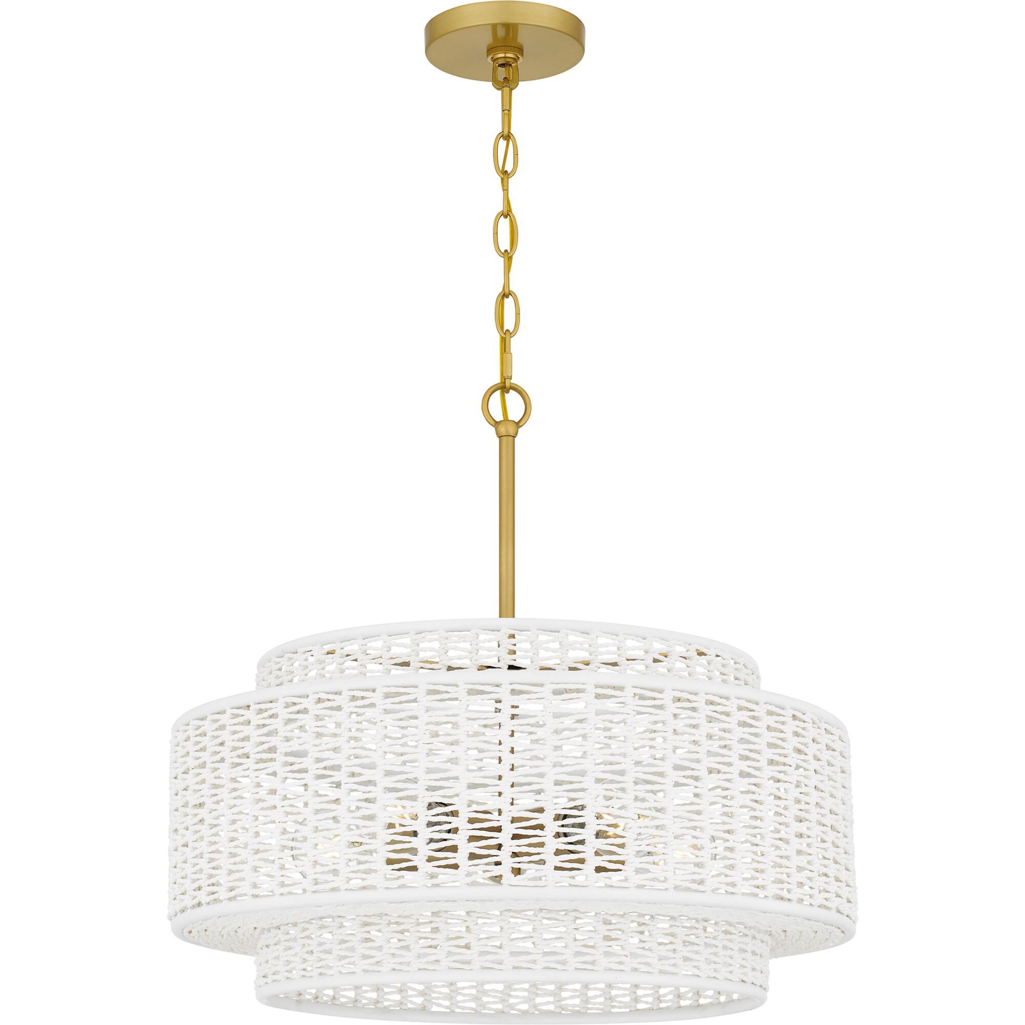 Shown in Brushed Gold finish and Rope shade