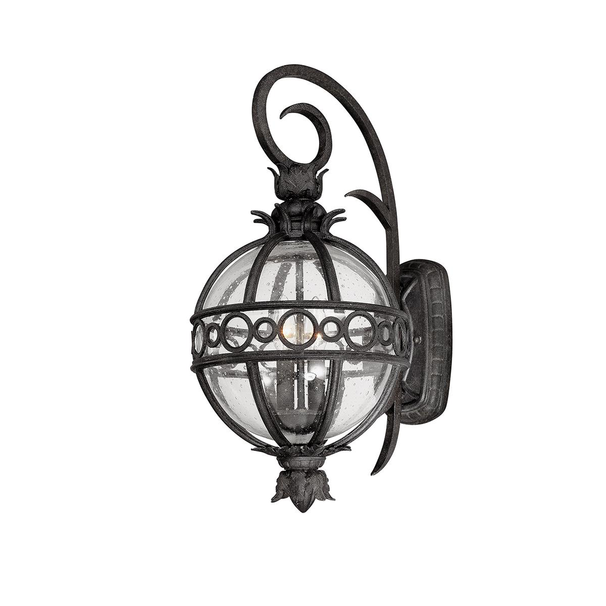 Shown in Campanile Bronze finish and Clear glass and Seedy Glass shade