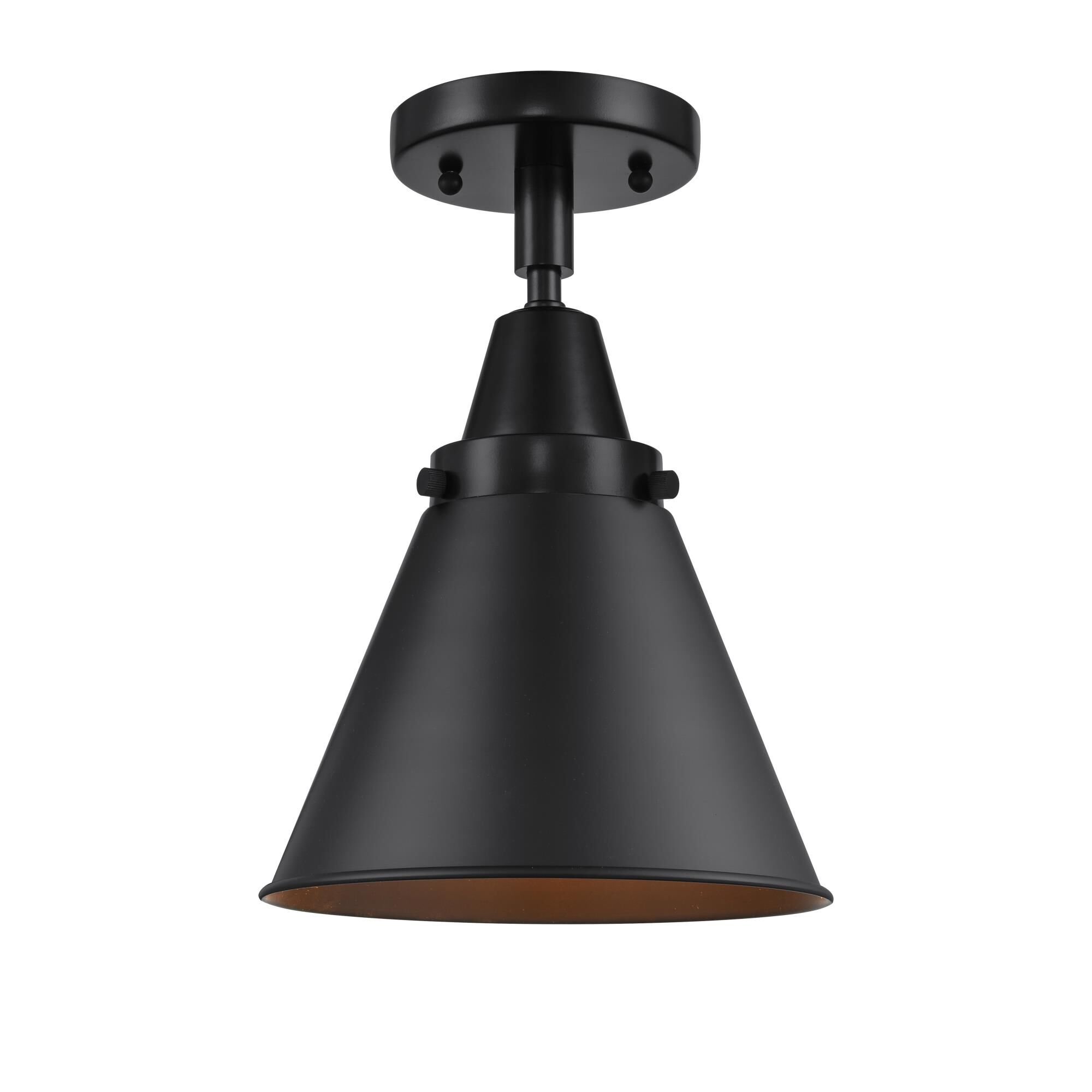 Shown in Matte Black finish and No Glass glass and Matte Black Appalachian shade