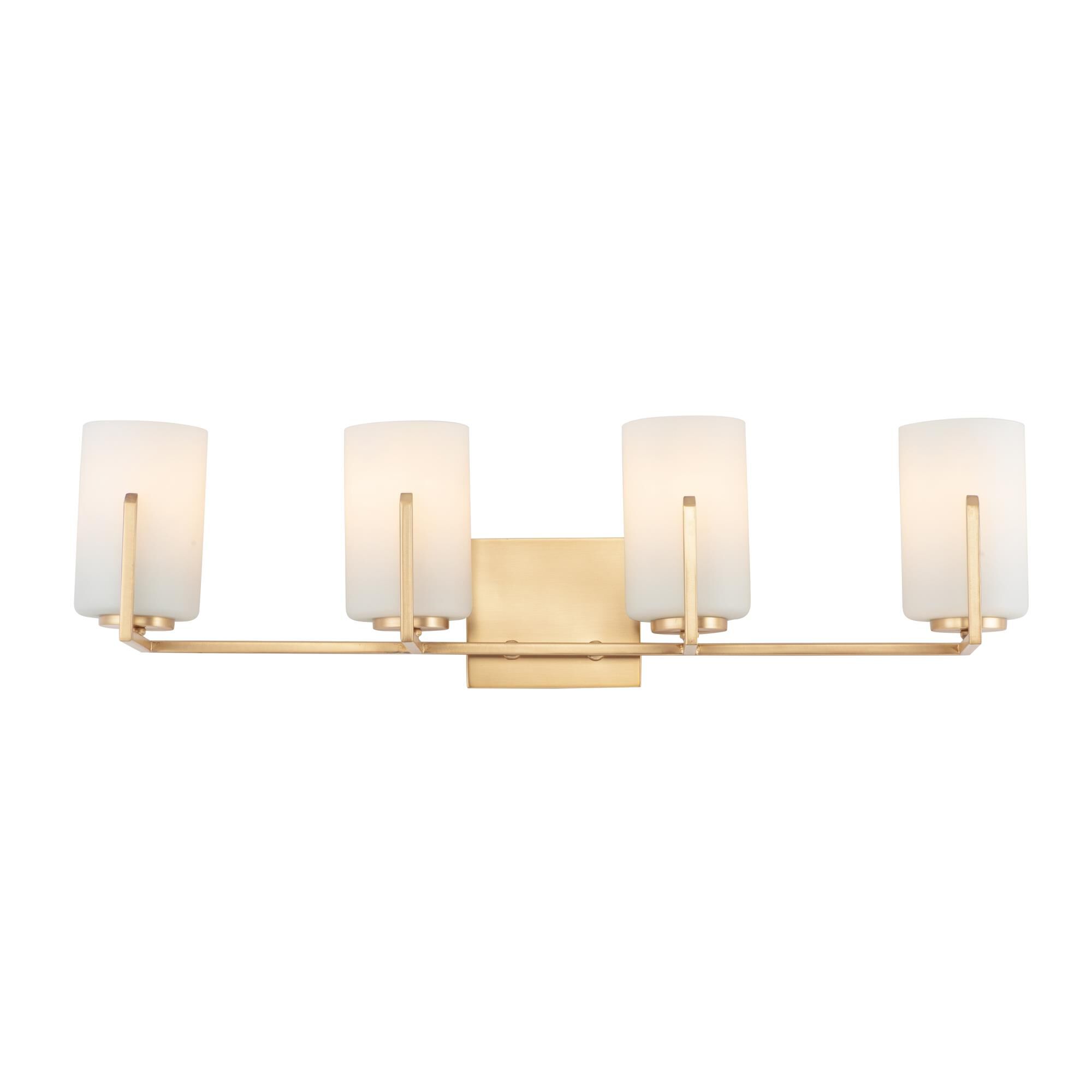 Shown in Satin Brass finish and Satin White glass and Glass shade