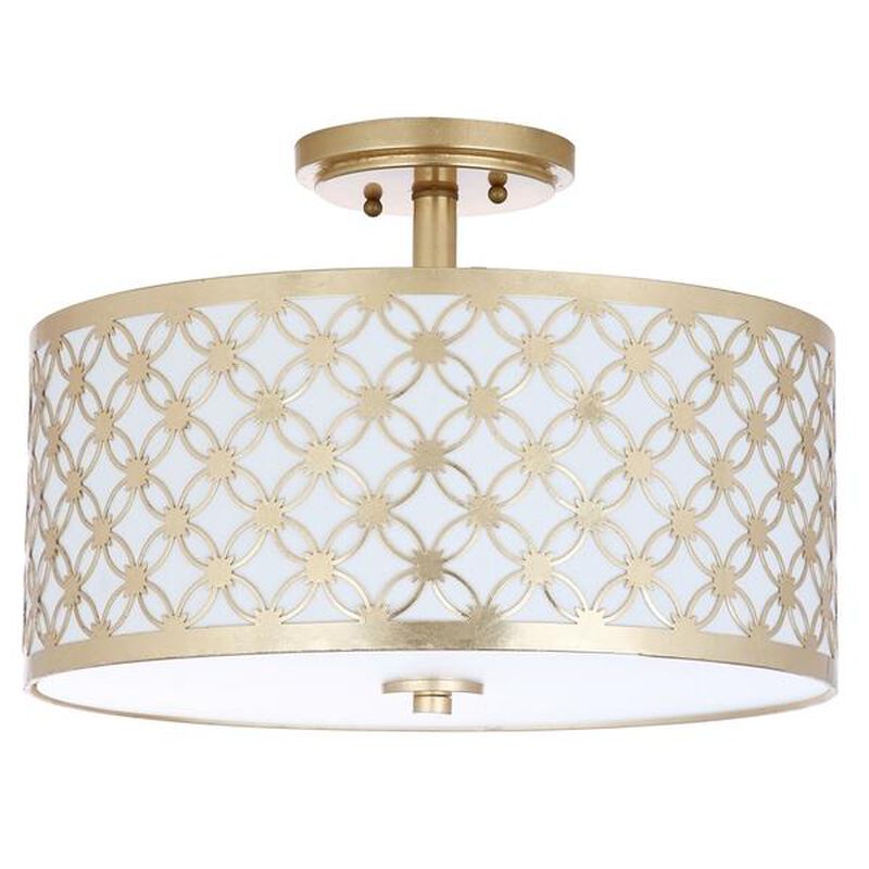 Hutch 16 Inch 3 Light Semi Flush Mount by Safavieh