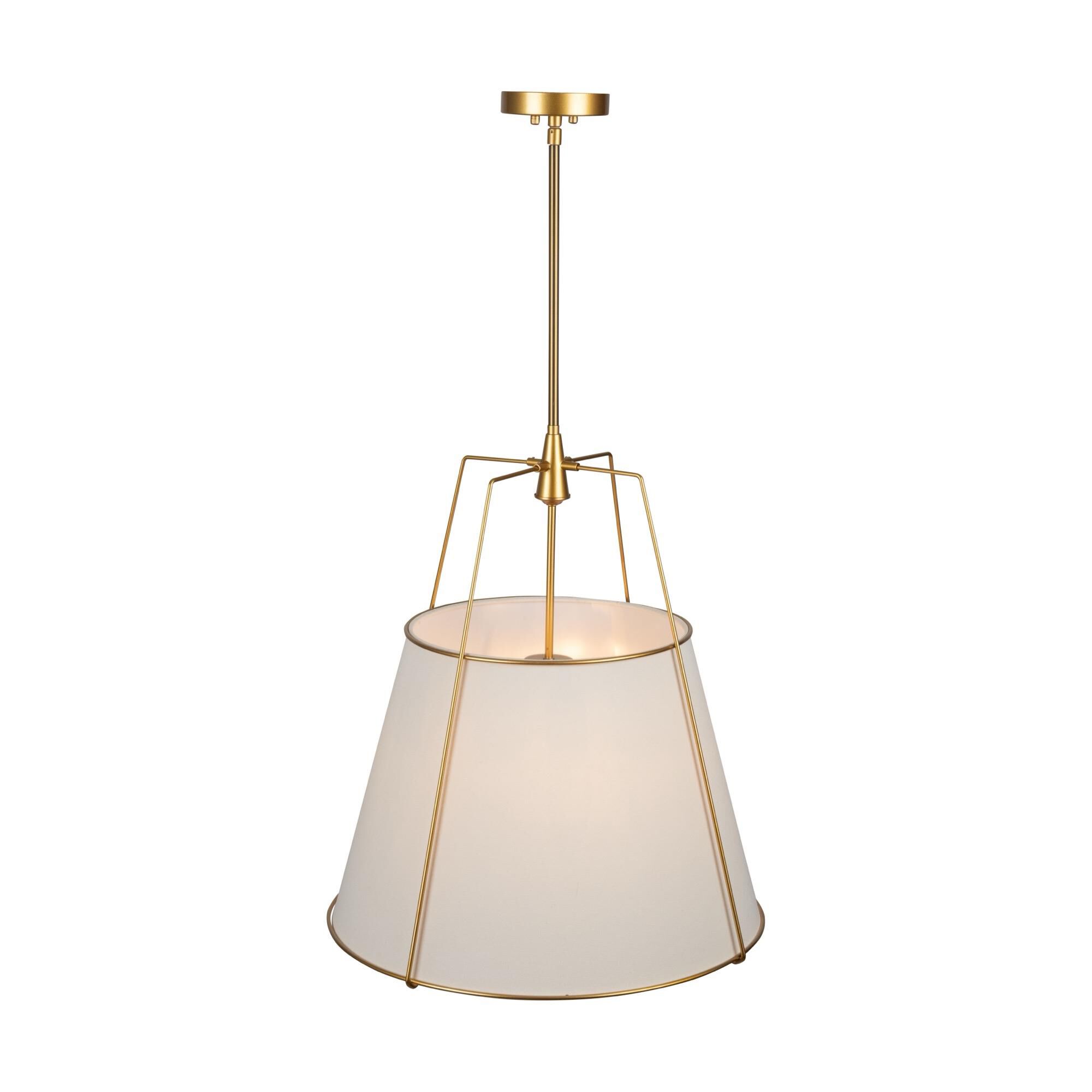 Shown in Brass finish and Pvc+linen shade