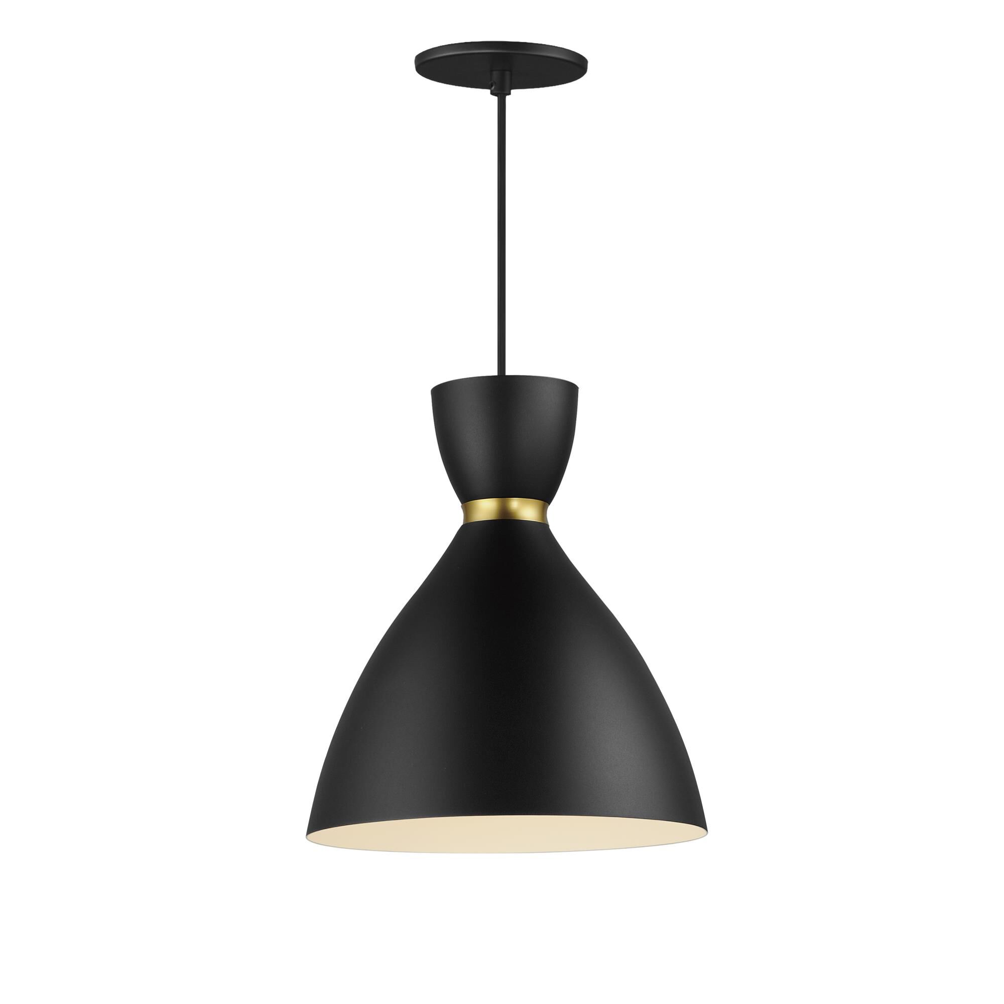 Shown in Black / Satin Brass finish and Alumimum shade