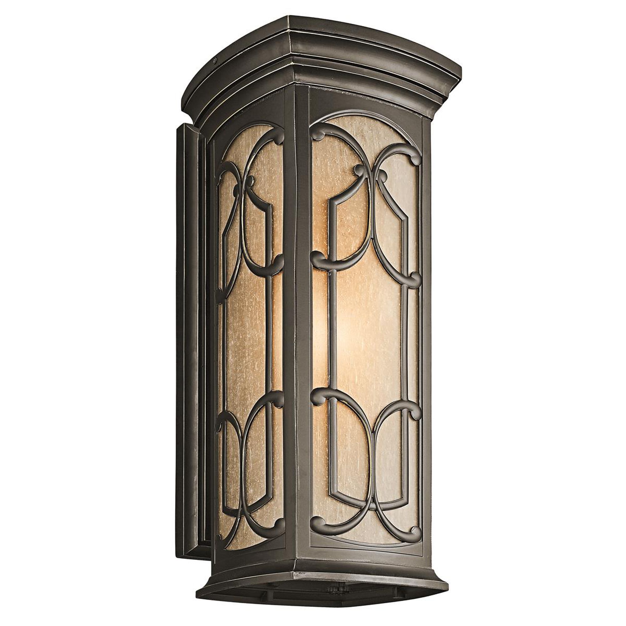 Shown in Olde Bronze finish and Light Umber Seeded glass