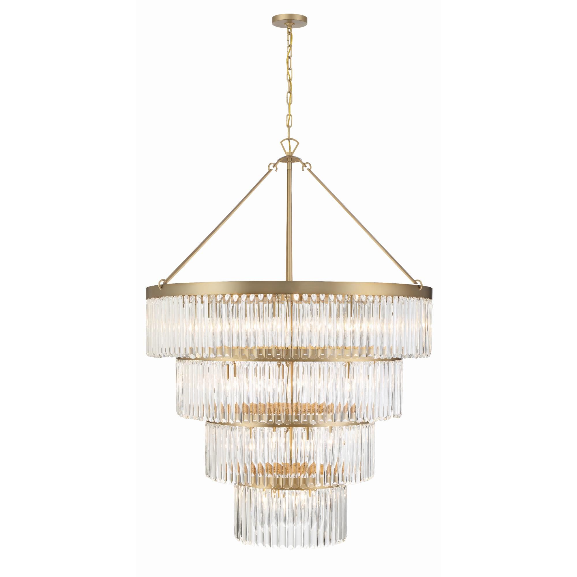 Shown in Modern Gold finish and Clear Glass crystal