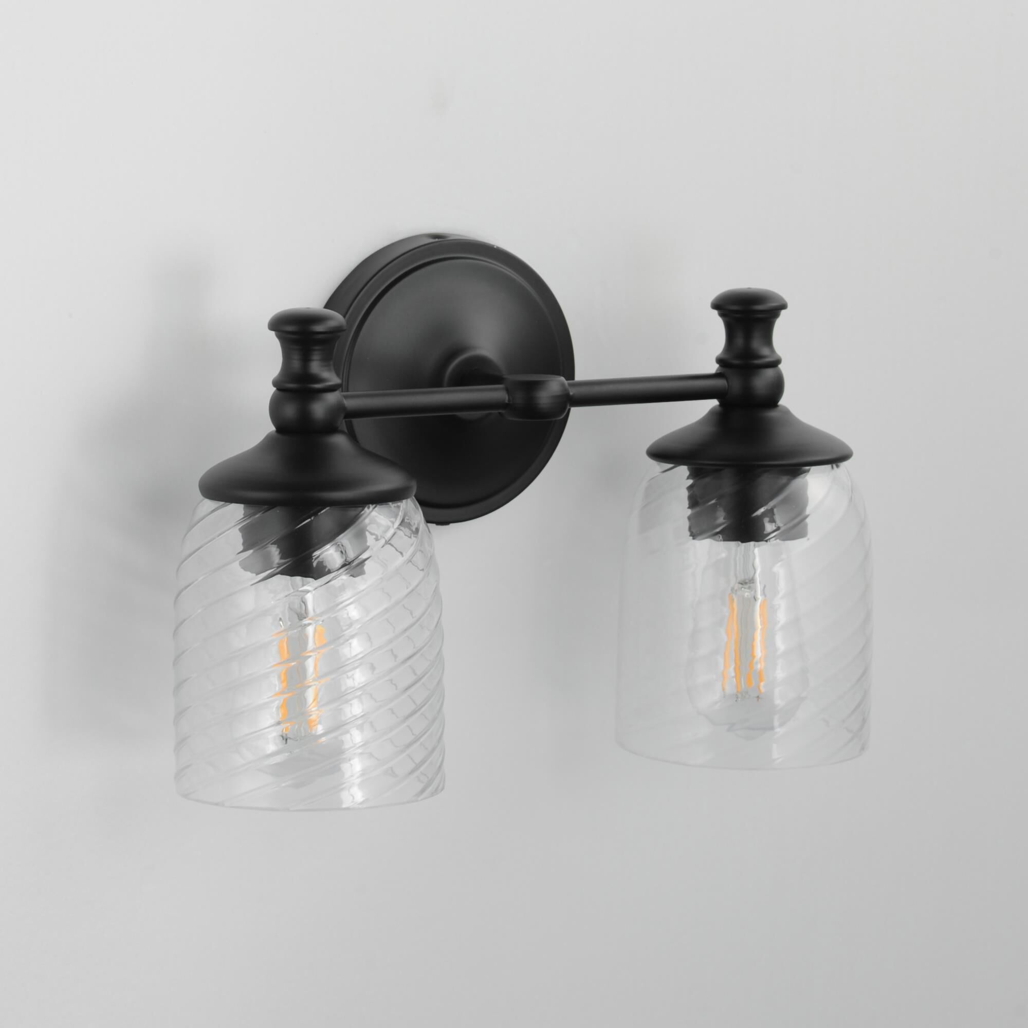 Shown in Black finish and Clear Ribbed glass and Glass shade