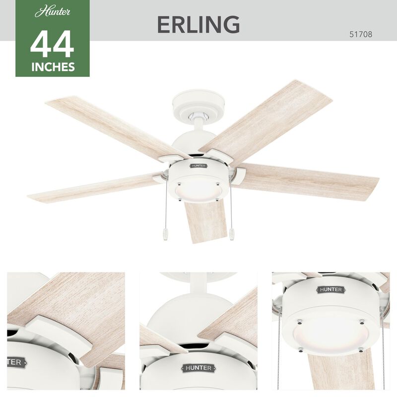 Erling 44 Inch Ceiling Fan with Light Kit by Hunter Fan