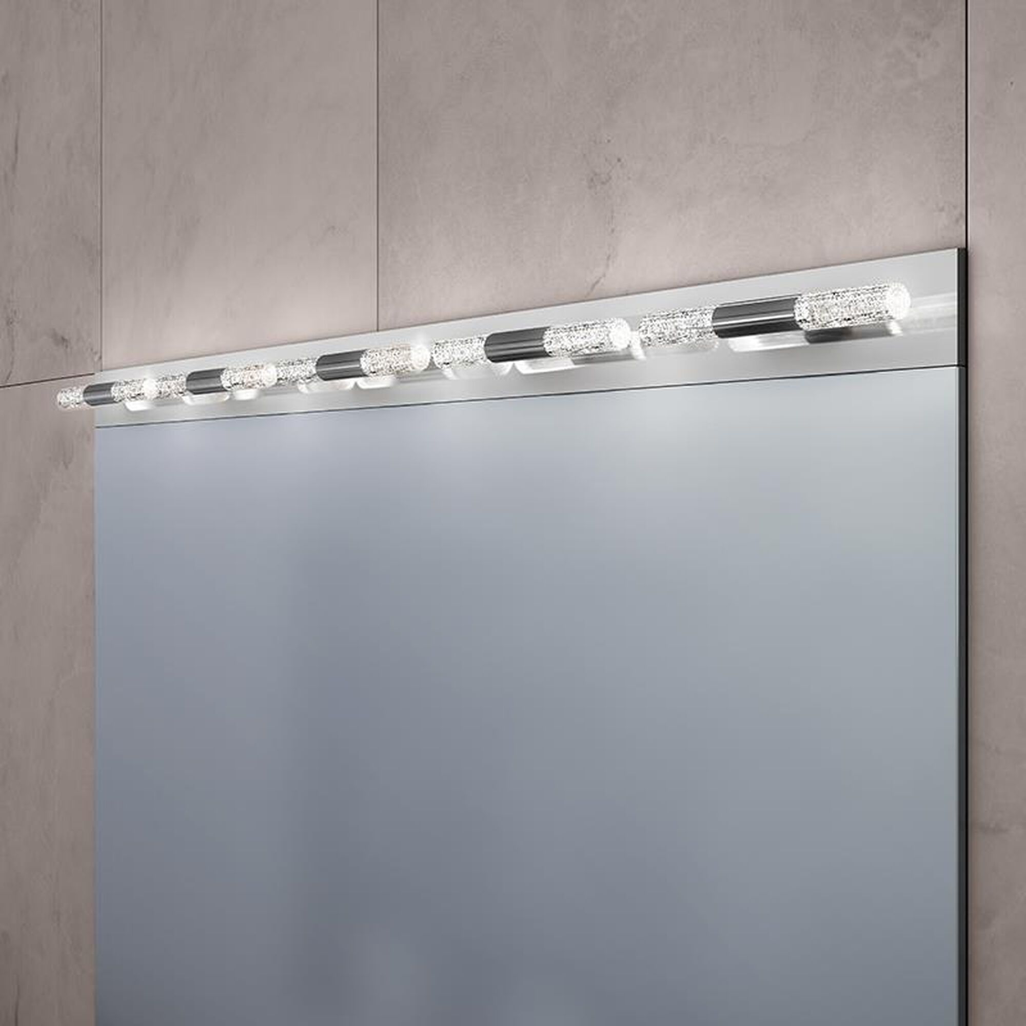 Shown in Polished Chrome finish and Clear Ribbed Seeded crystal and No Glass  glass and No Shade shade