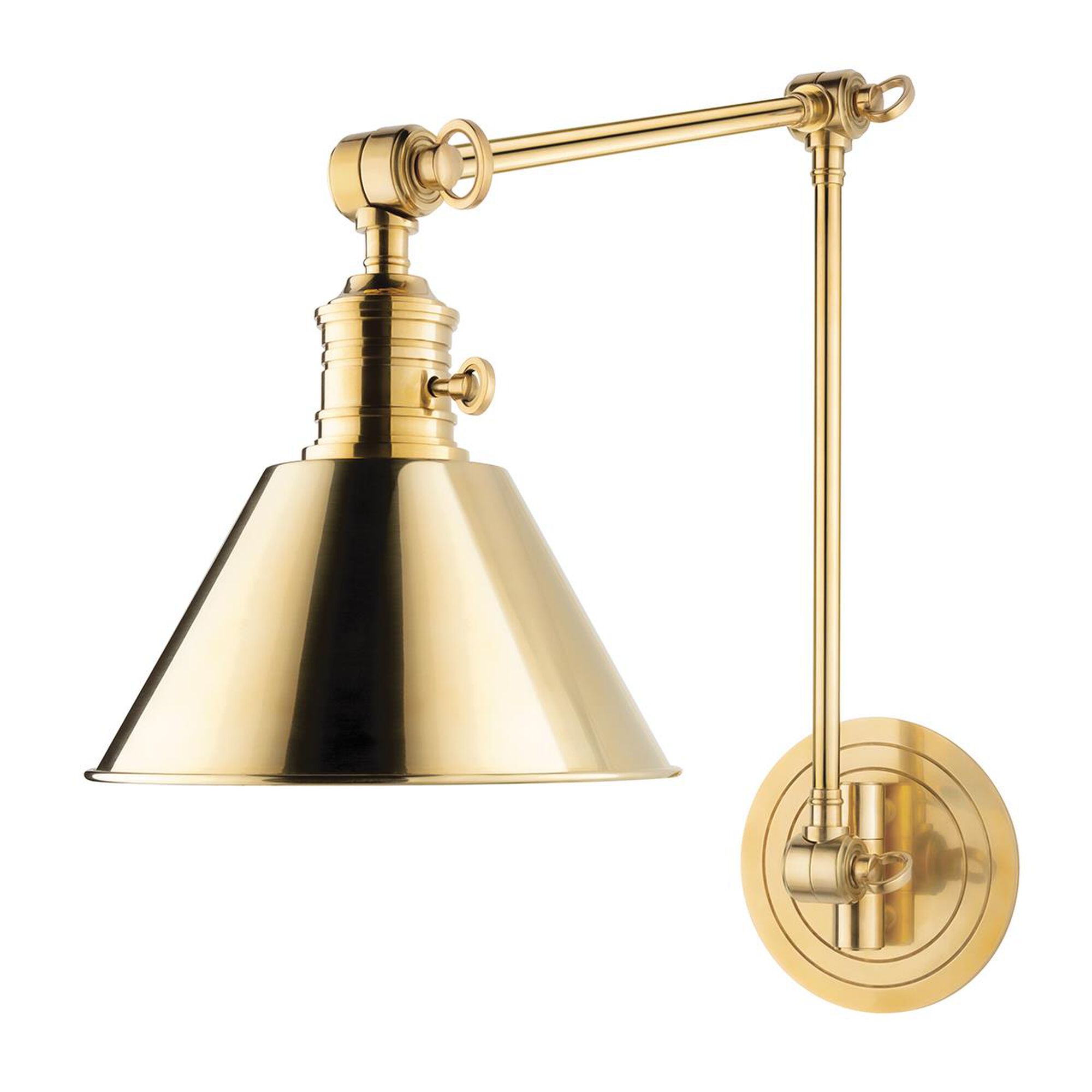 Shown in Aged Brass finish and Aged Brass shade