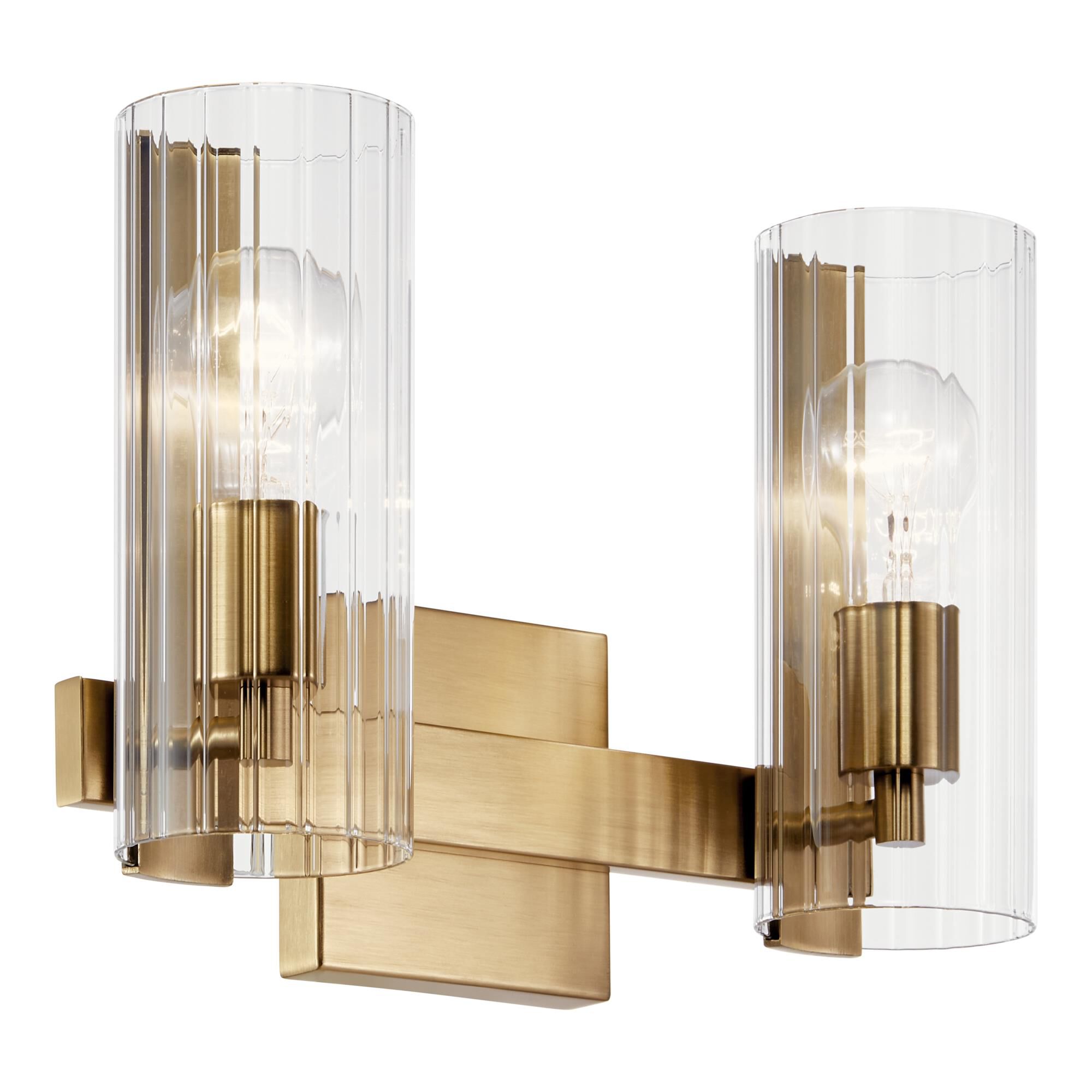 Shown in Champagne Bronze finish and Clear Fluted glass