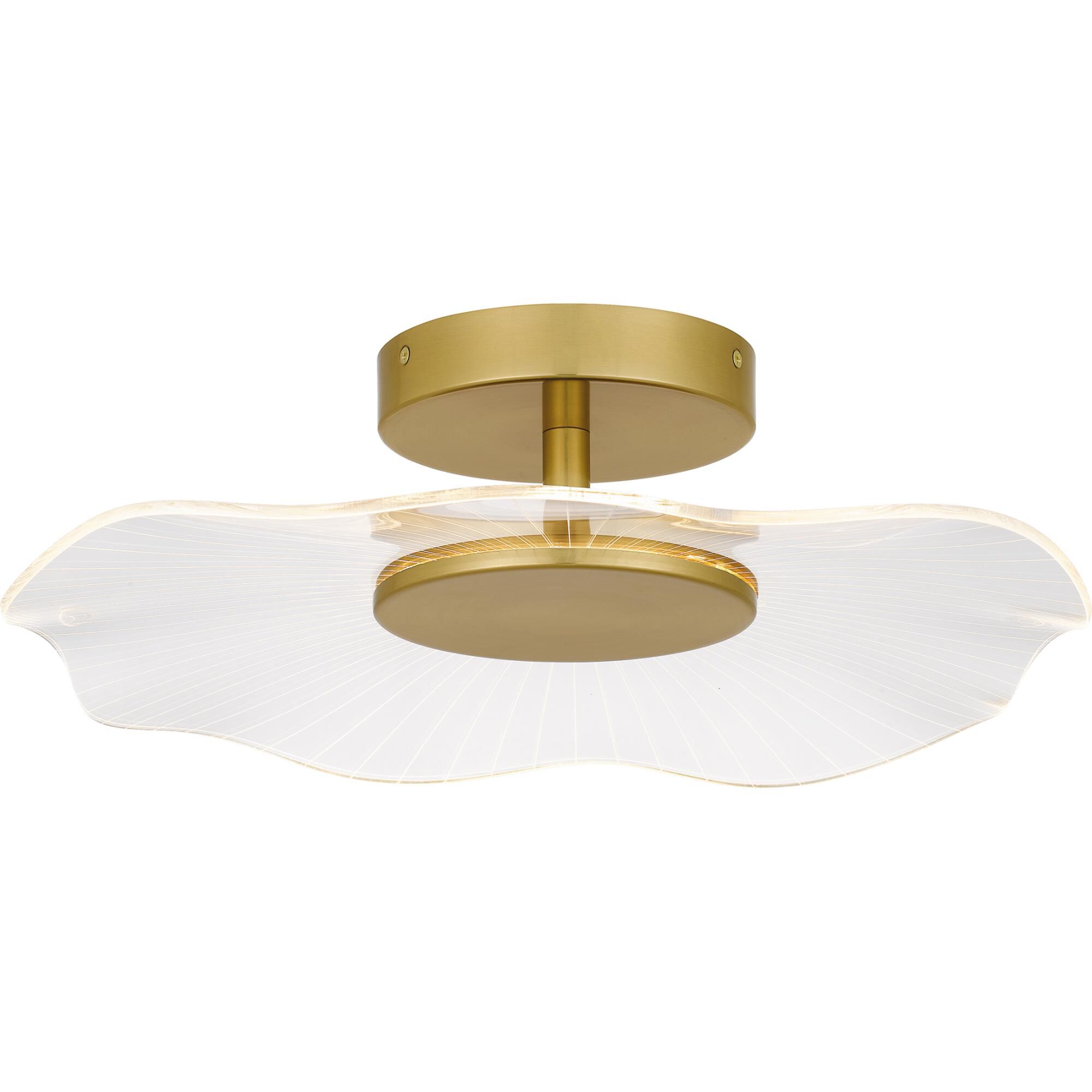 Shown in Brushed Gold finish and Clear Acrylic shade