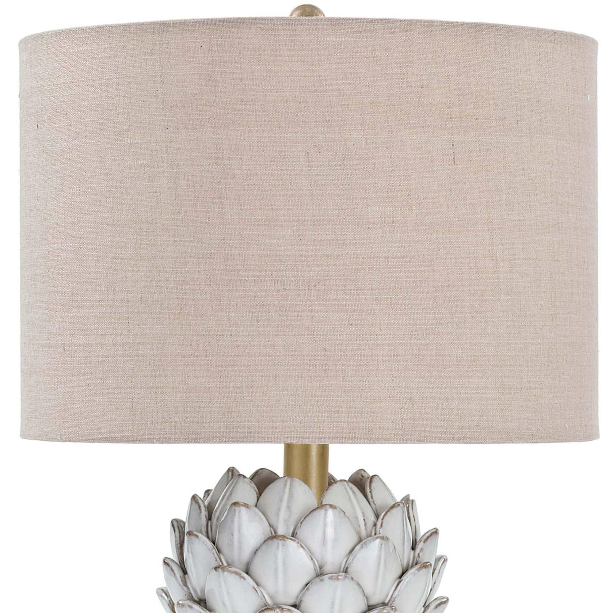 Shown in White finish and Linen shade