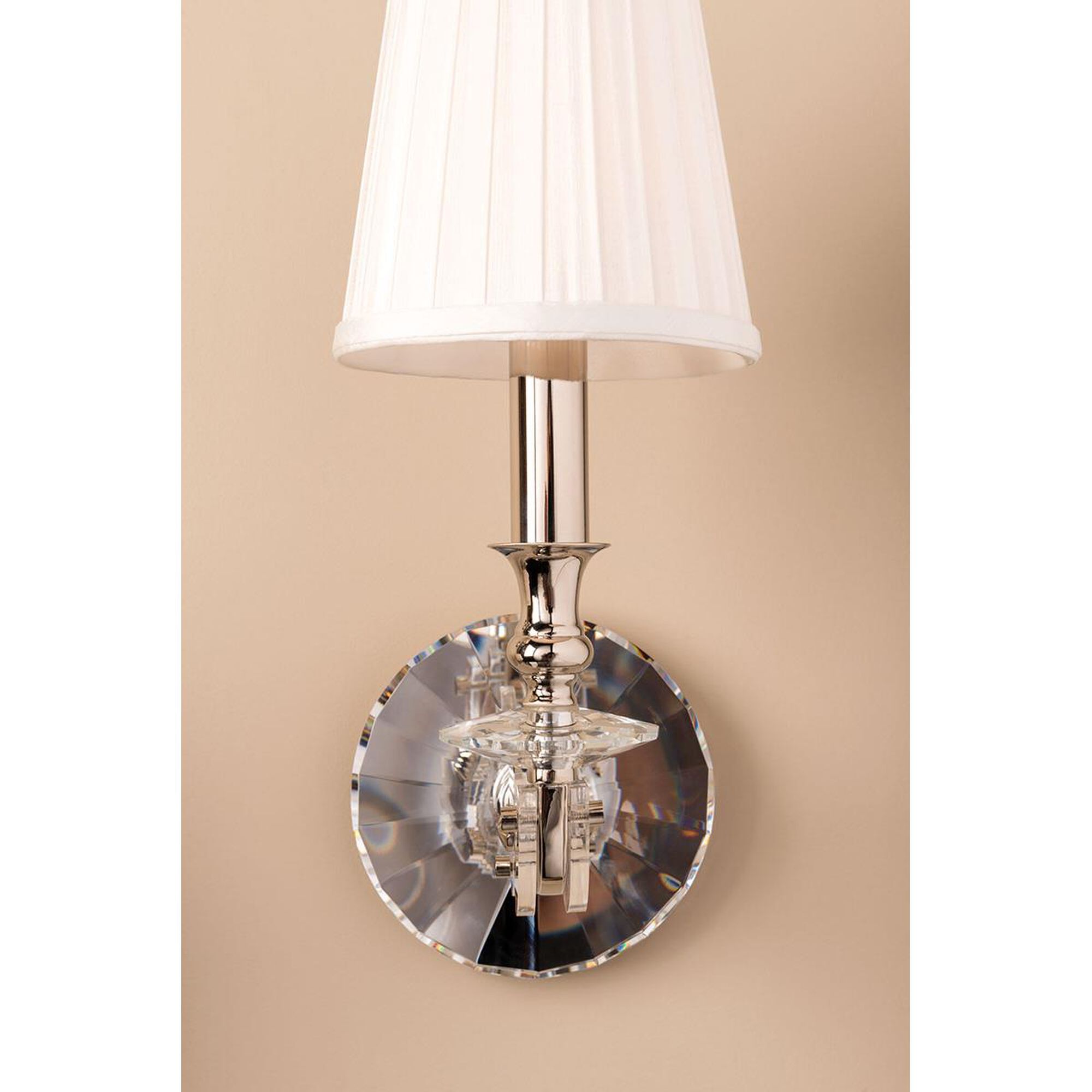 Shown in Polished Nickel finish and White Silk shade