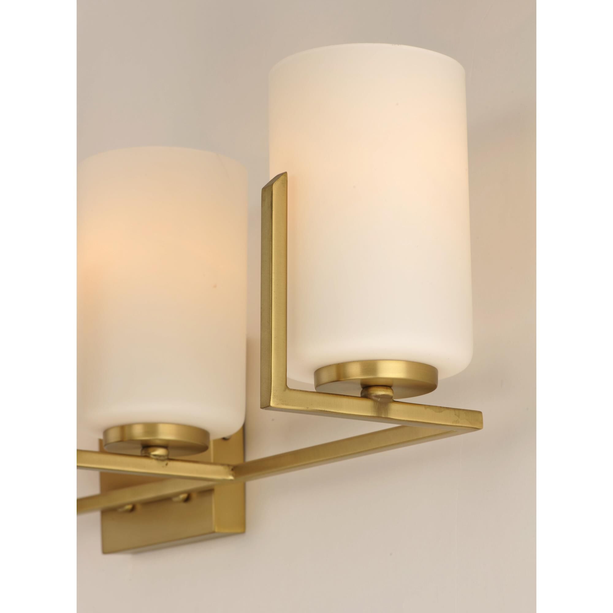 Shown in Satin Brass finish and Satin White glass