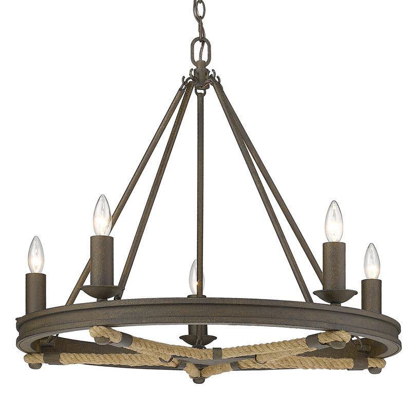 Stokes 28 Inch 5 Light Chandelier by Golden Lighting